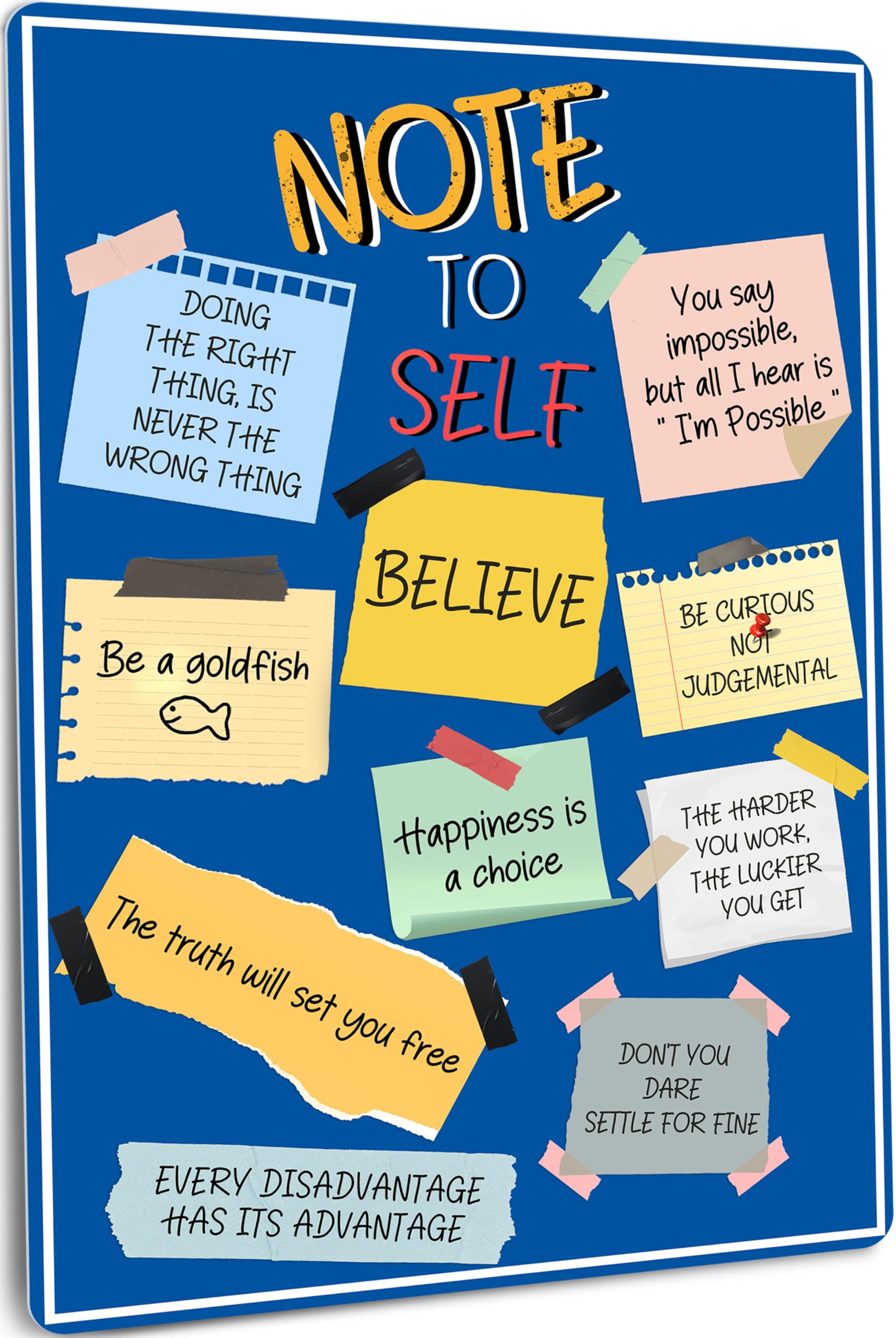 Flinelife Believe Sign, Note To Self Sign,16x12,Larger Size, Believe Metal Motivational Wall Art Decor - Perfect for Fans