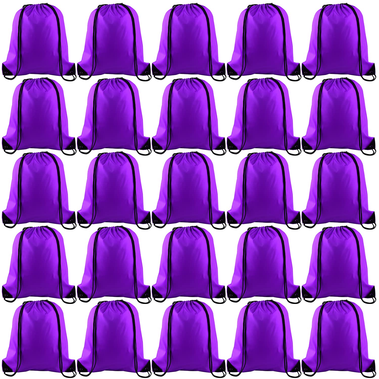 KUUQA 25Pcs Purple Drawstring Bags - String Backpacks for Gym, Sport, Traveling