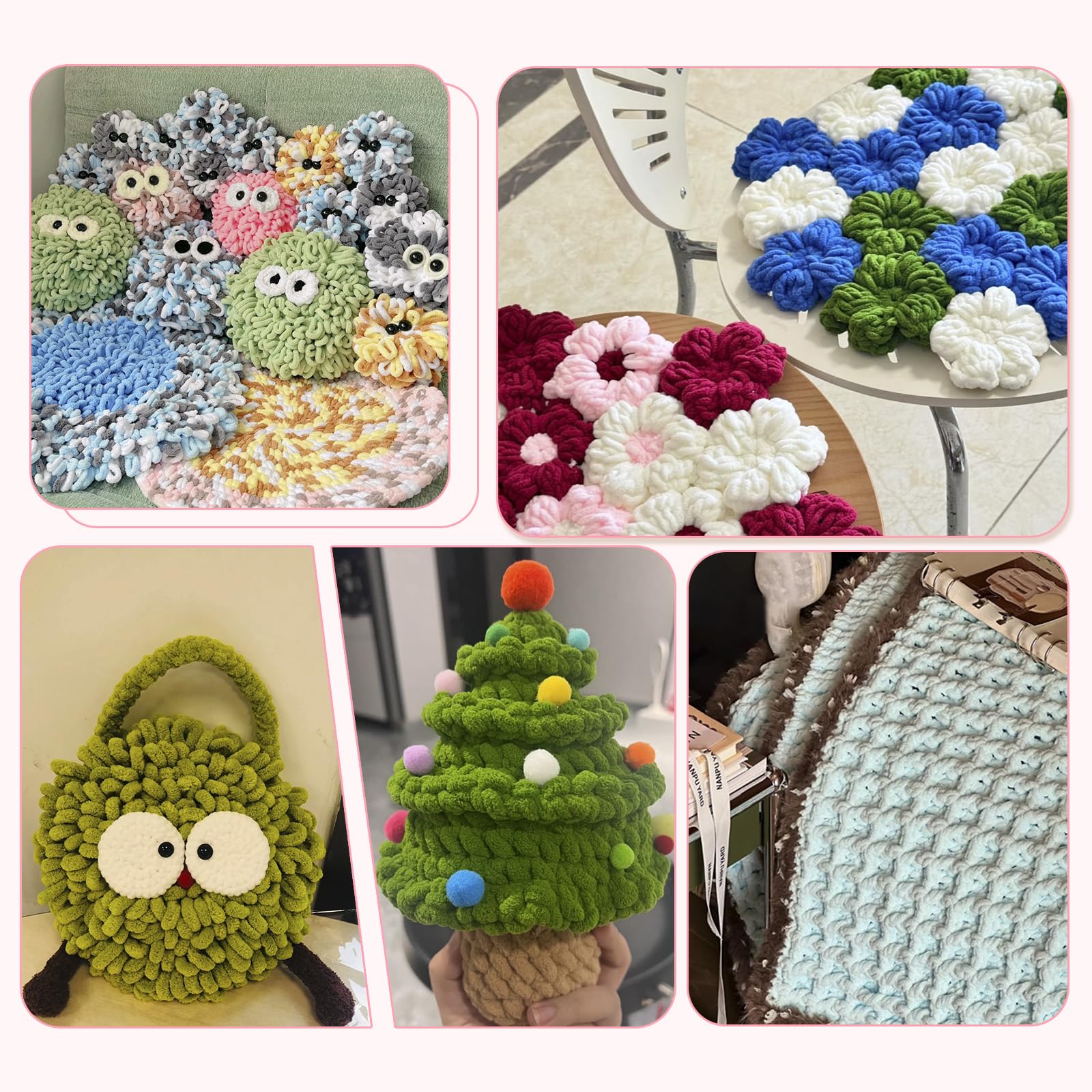 Maxee Superweicher Strickstoff, dickes gestricktes weiches Wollgarn, geeignet zum Häkeln und Stricken, geeignet zum Weben von Schals, Mützen, Decken und dekorativen Kissen.
