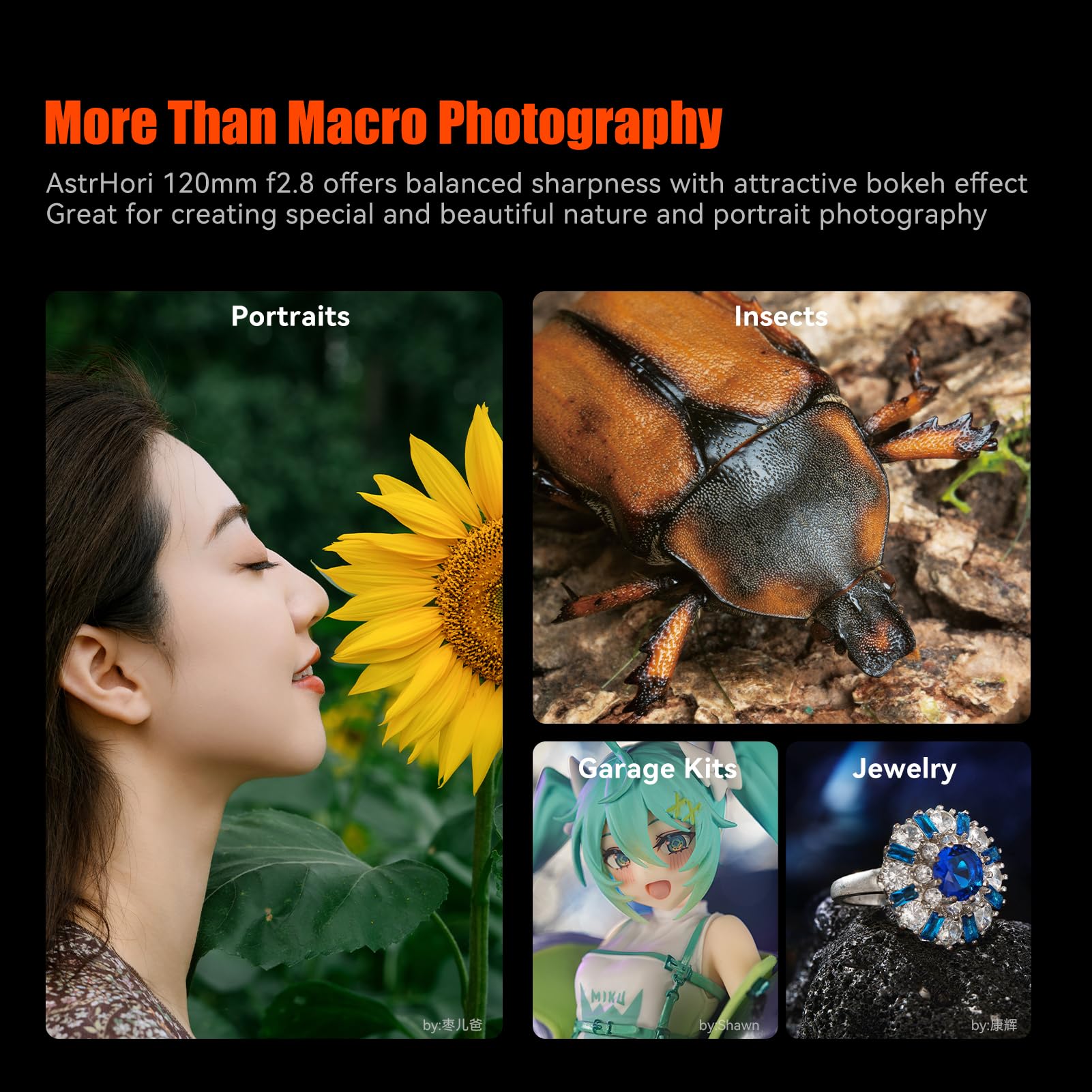 AstrHori Objectif macro 120 mm F2.8 2X plein cadre grande ouverture manuel moyen téléobjectif Prime compatible avec les appareils photo sans miroir Sony E Mount