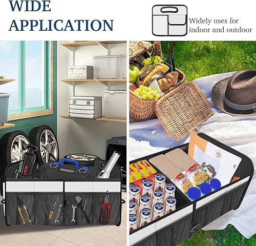 Miniatura 6 de Femuar Organizador de maletero de automóvil, organizador de almacenamiento de automóvil con gran capacidad, impermeable, plegable, organizador para