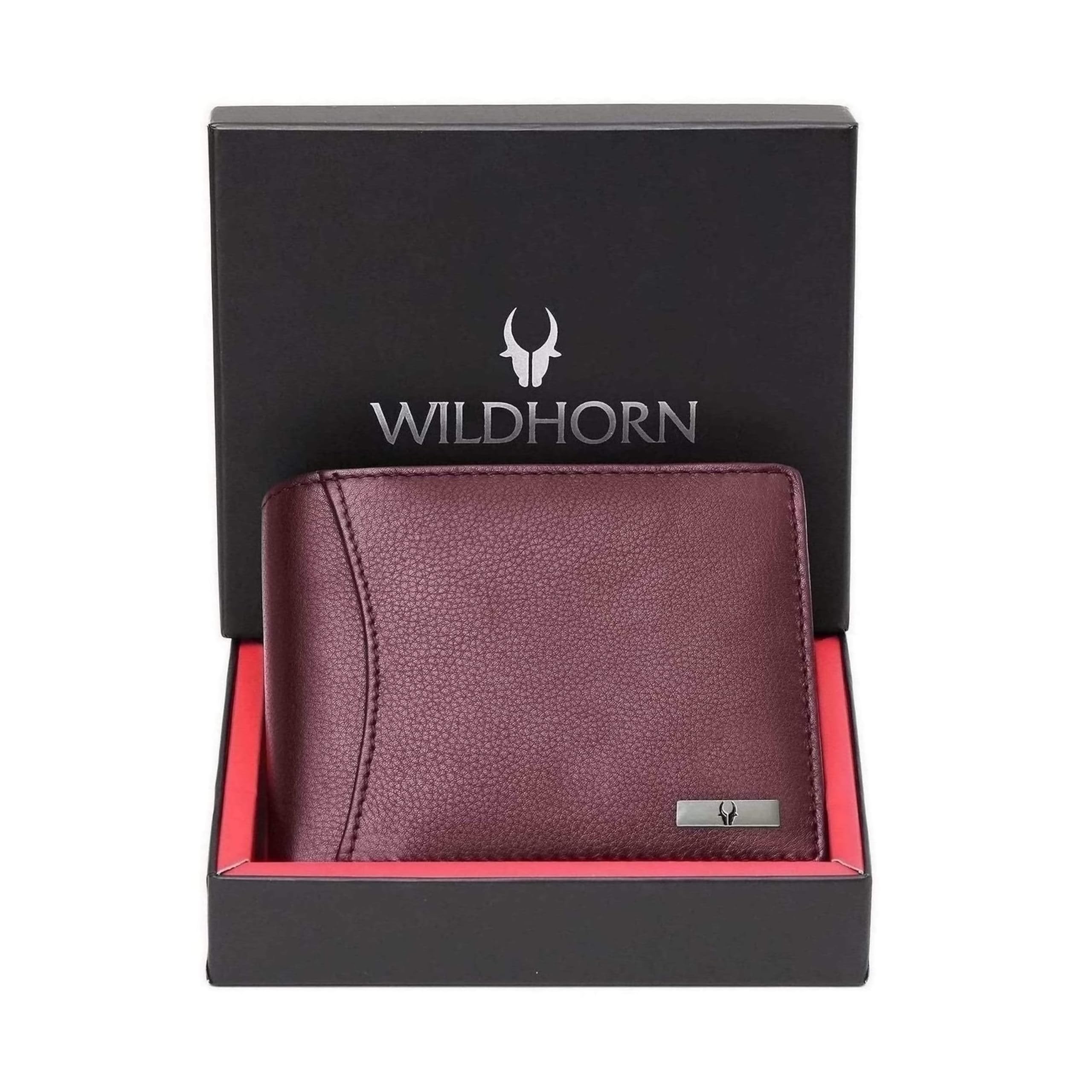 RFID Protected Leather Wallet for Men, Maroon