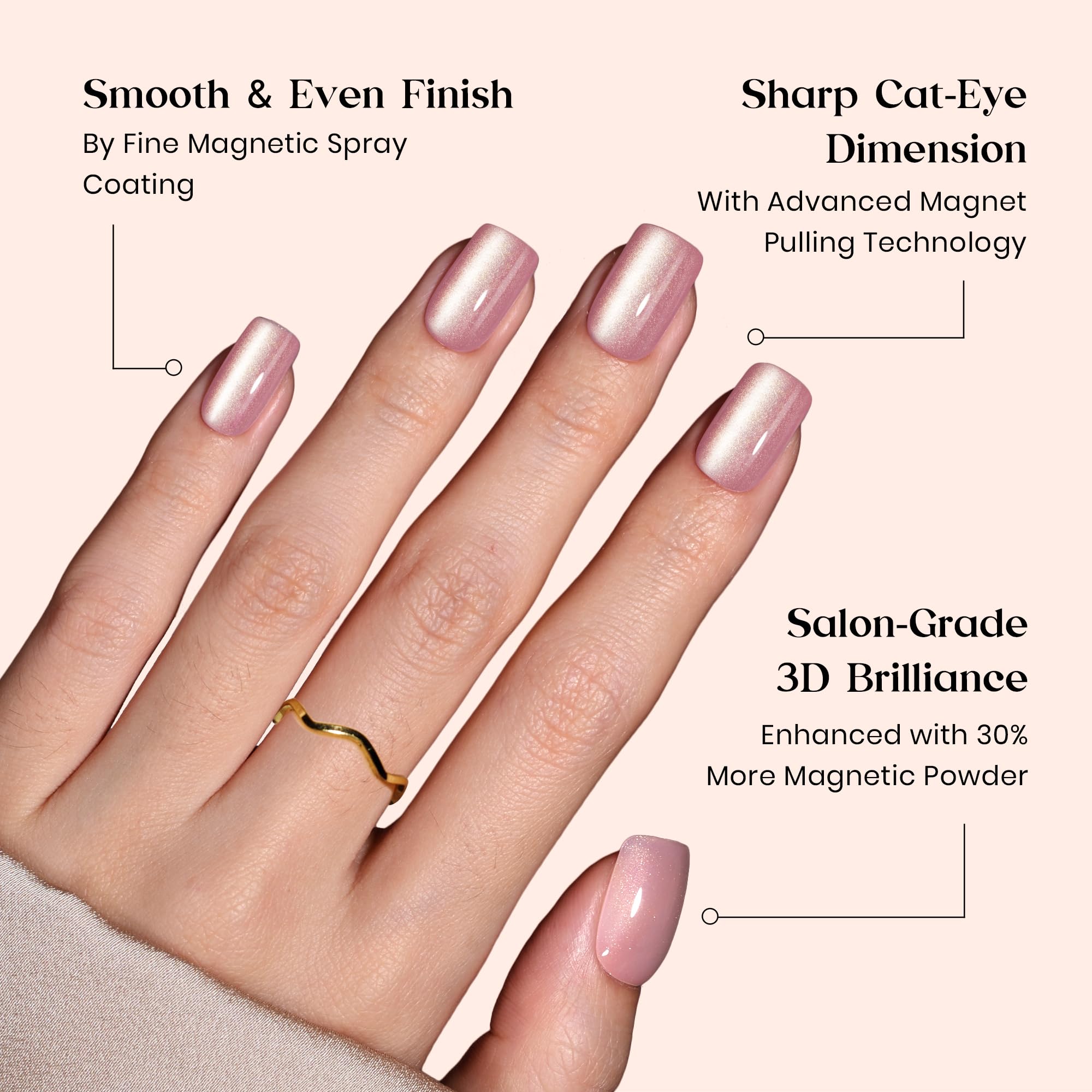 Beetles Cat Eye Press-On Nails Kit, All-in-One Manicure Set