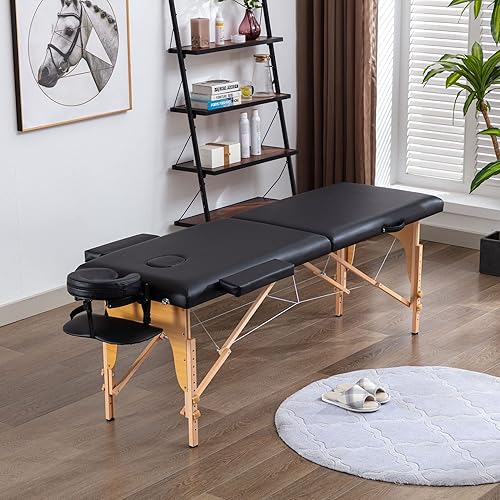 Anwick Mesa de masaje portátil Cama de masaje Cama de pestañas Mesa facial Mesa de reiki Camas de spa para esteticista Bolsa de transporte ajustable