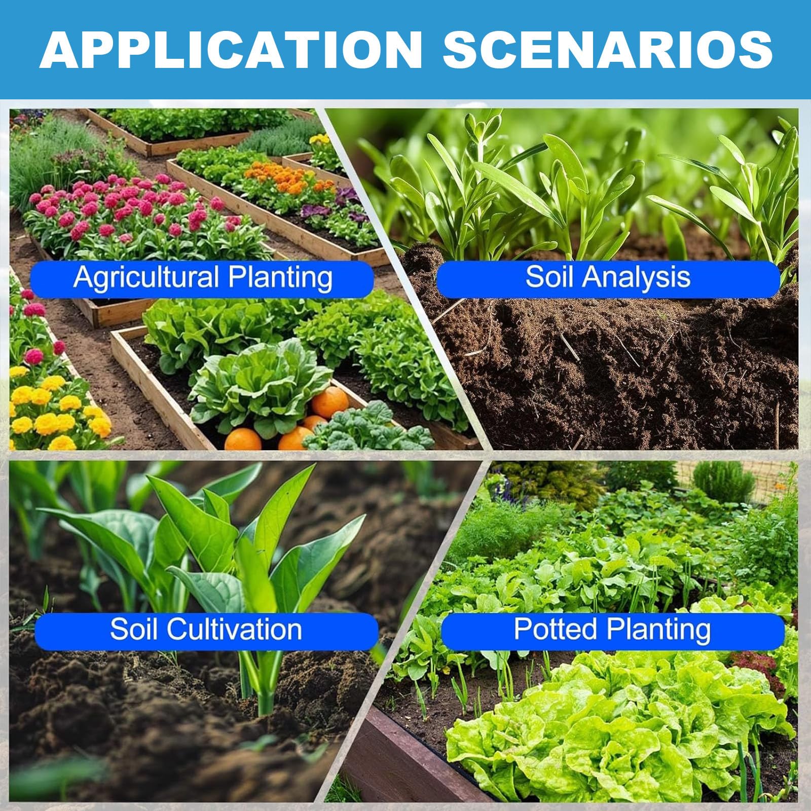 Kit de prueba de suelo 7 en 1, analizador digital de pH y CE, nitrógeno preciso, fósforo, detector de potasio para agricultura y jardinería