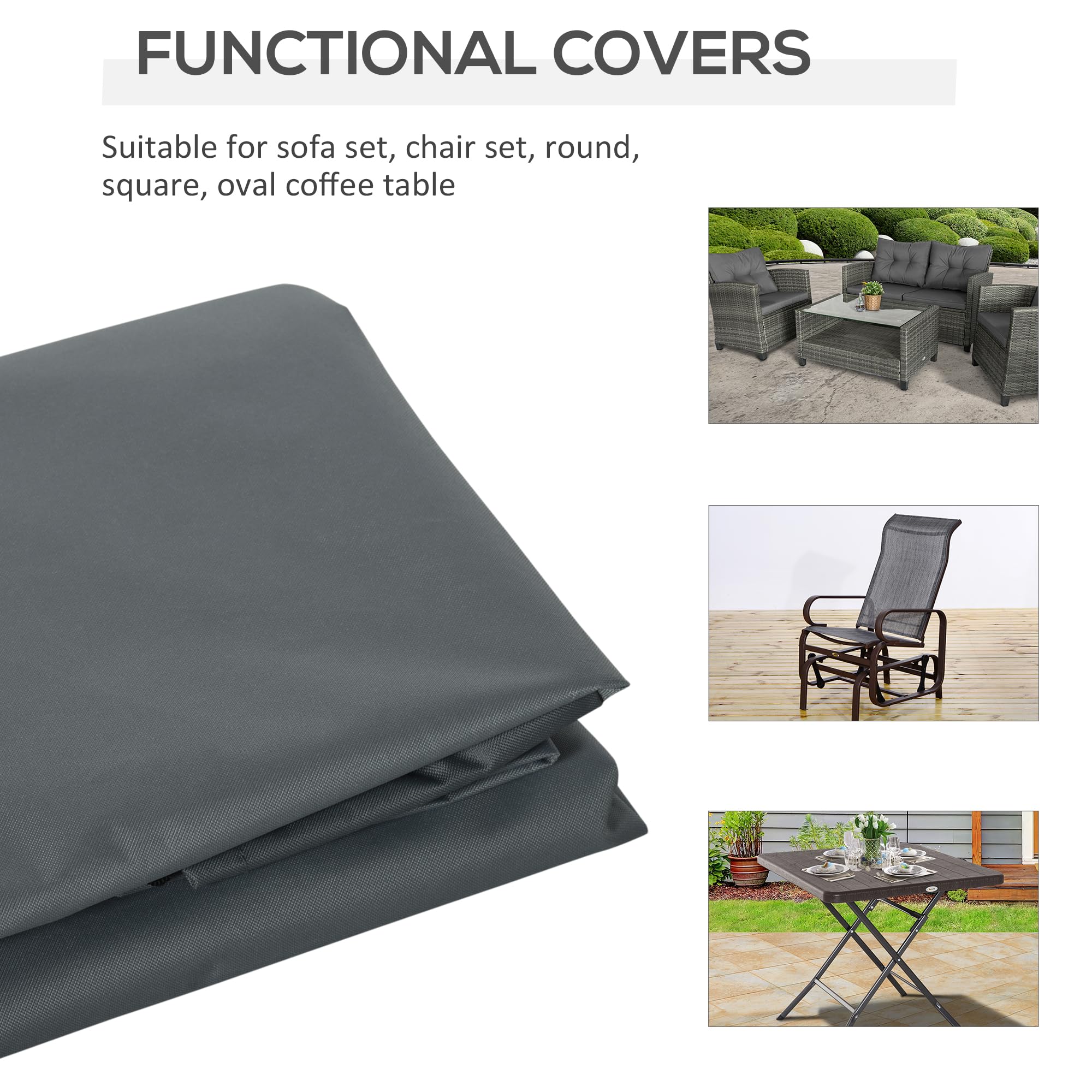 Outsunny Housse rectangulaire de patio UV pour chaises 200 x 86 x 82 cm
