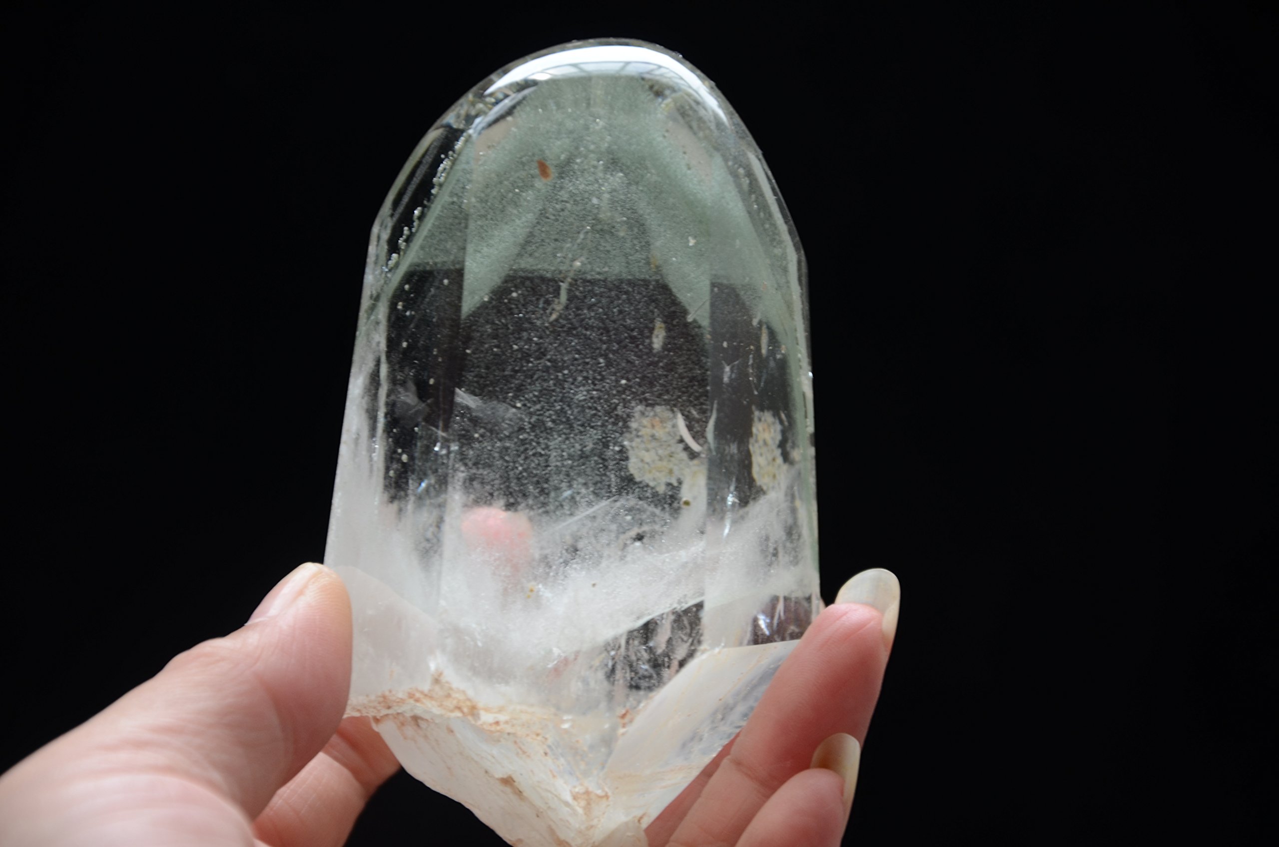 Real Tibet Himalayan High Altitude Clear 6 Sided Single Terminated Crystal Point Quartz Bacchetta da 3,97 Pollici con Fantasmi Verdi Spirituale Crystal Specimen