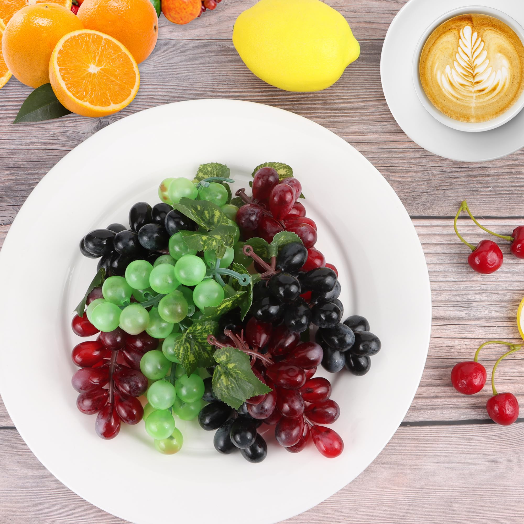 10 Pièces Raisins Artificiels - 5 Grappes + 5 Vignes 2,4 M - Plastique Réaliste - Déco Maison Fête Mariage - 11