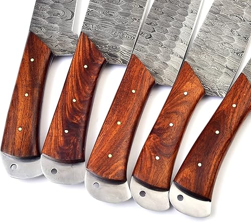Miniatura 3 de SharpEdge - Juego de cuchillos de chef de Damasco de 5 piezas cuchillos de cocina culinaria profesionales incluyendo carnicero y cuchillo santoku