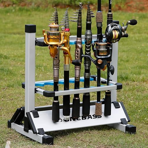 Miniatura 7 de One Bass Soporte para caña de pescar de aleación de aluminio de metal, organizador portátil para caña de pescar para todo tipo de caña de pescar,