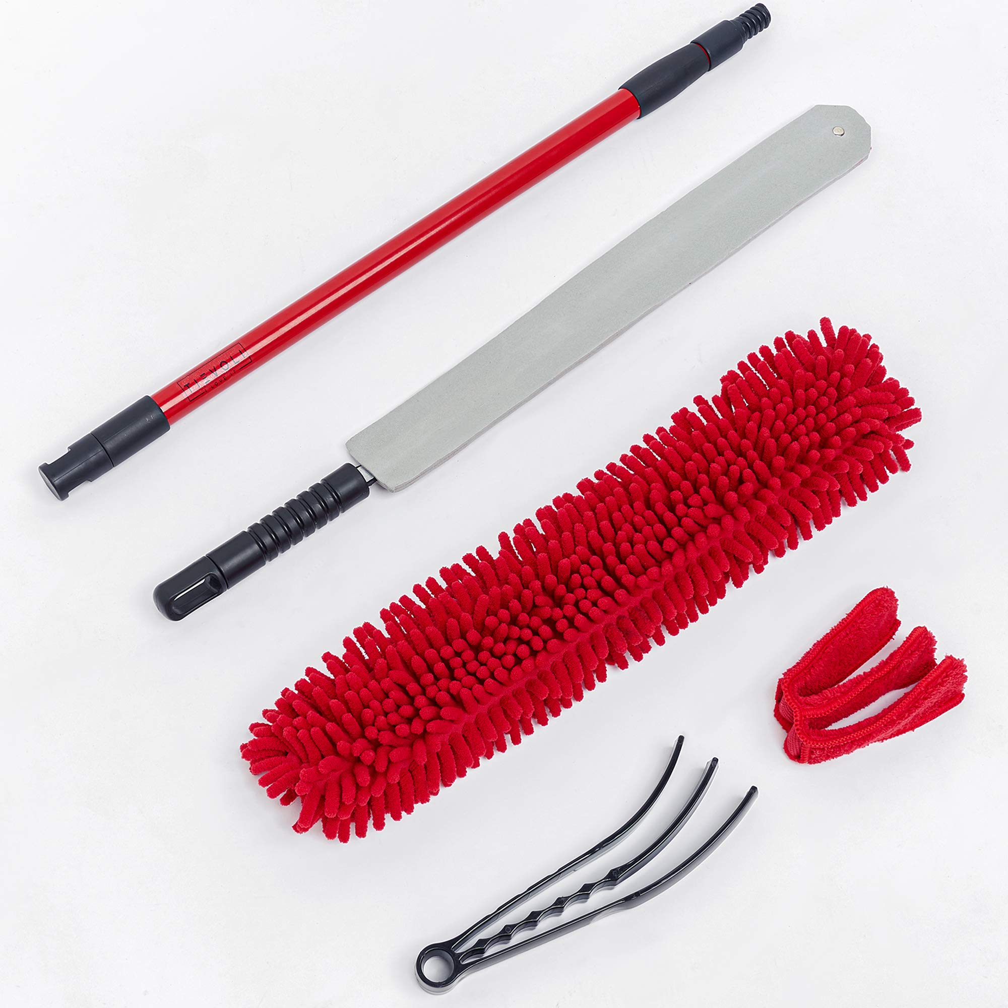 TIEVOLI Microfibre Feather Duster Extendable Handle Fluffy Feather