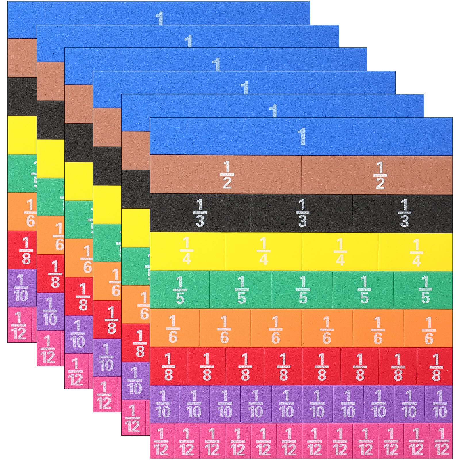 6 Sets Fraction Tiles Set for Math Classroom Fractions Manipulatives Math Manipulatives for Home School Supplies