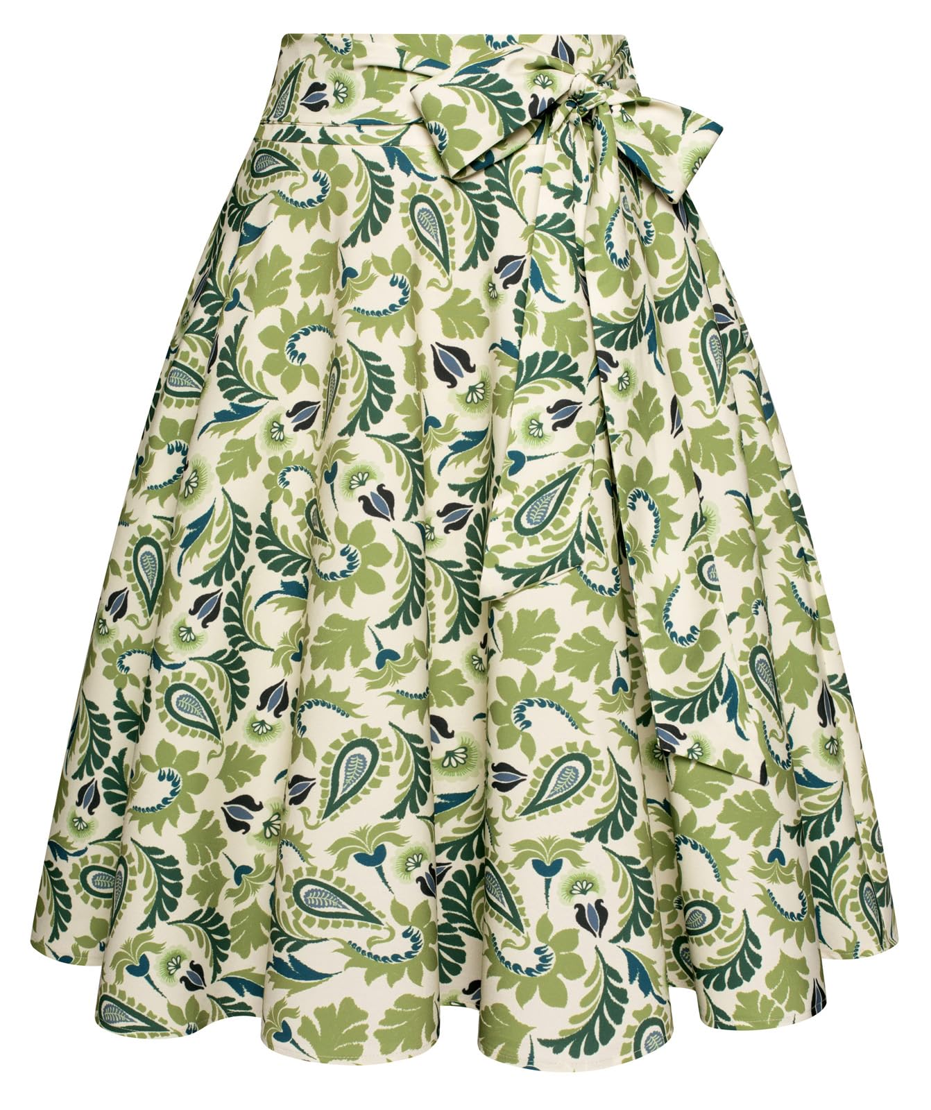 Belle Poque Women's High Waist A-Line Pockets Skirt Skater Flared Midi Skirt Vinage Skirt