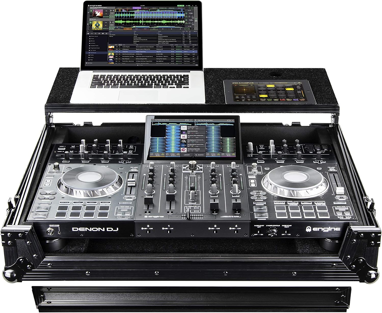 Odyssey FZGSPRIME4BL Black Label Denon Prime 4 Flight Case with Glide Platform