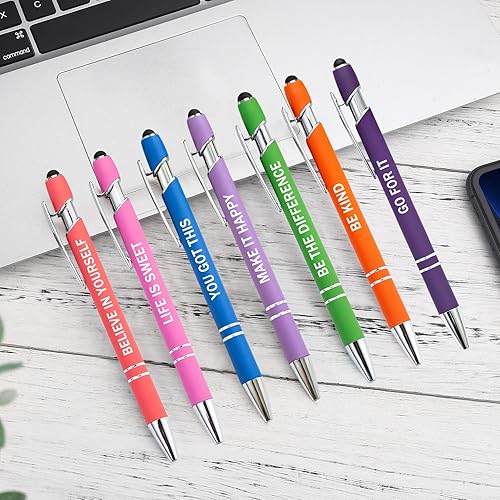 Miniatura 3 de PASISIBICK 12 bolígrafos inspiradores con frases inspiradoras Snarky Screen Touch Stylus, escrituras alentadoras para la oficina, tinta negra (12