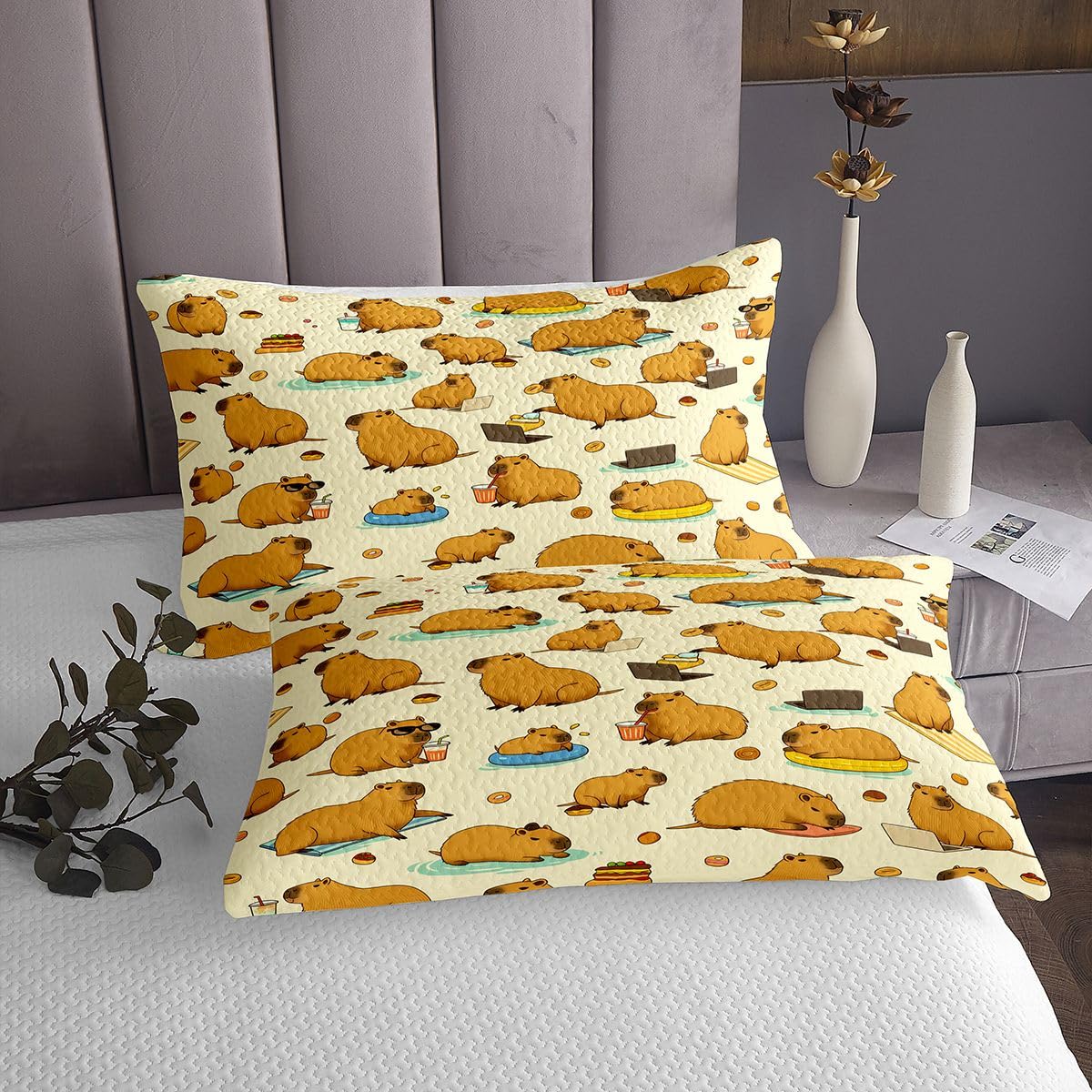 Homewish Kawaii Brown Capybara Copriletto Singolo