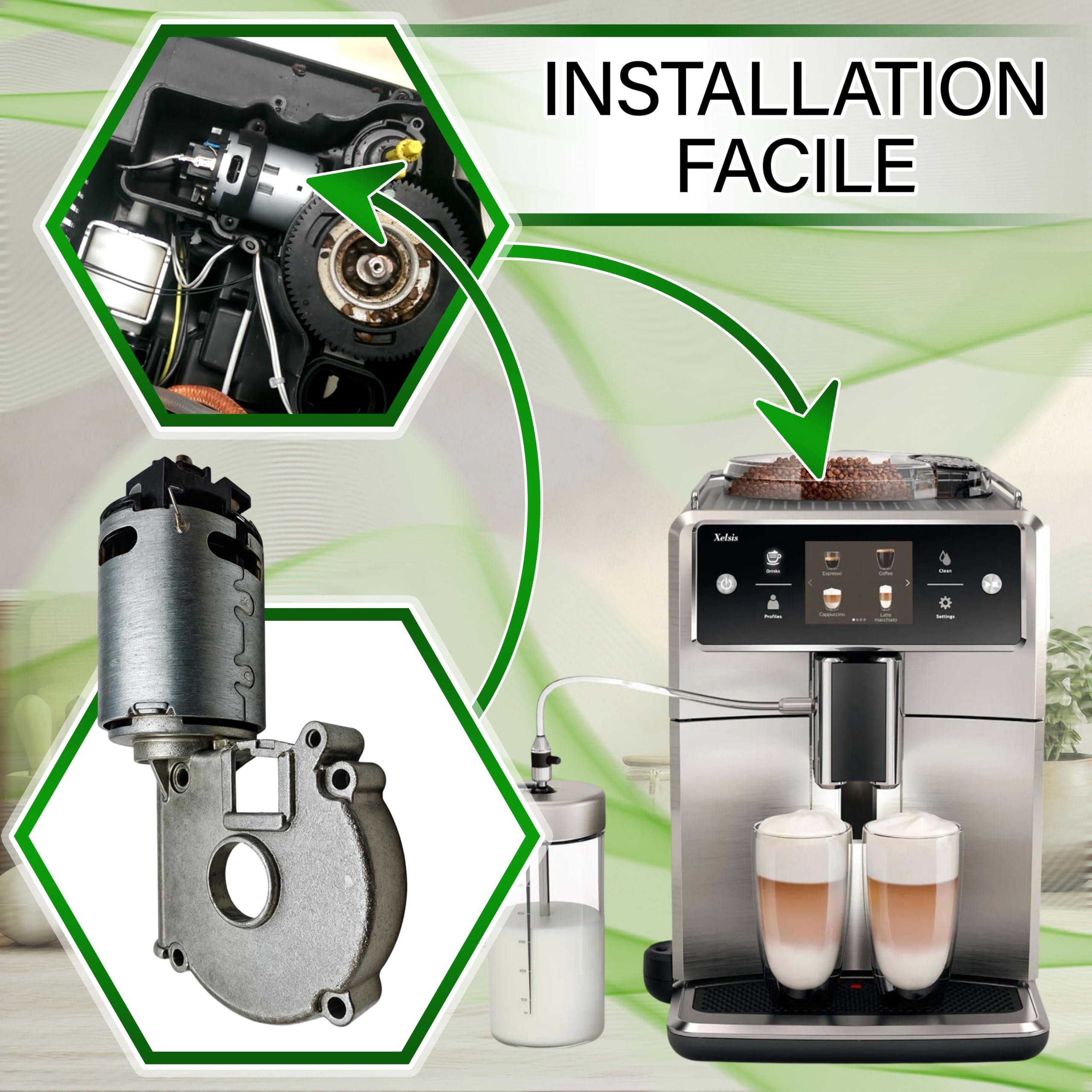 Moteur de Moulin à Café pour Machine a Cafe Grain 11000513 pour Gaggia | 421941144031 996530000317 pour Saeco pour Philips - Garantie de 5 Ans - ONIX TECH