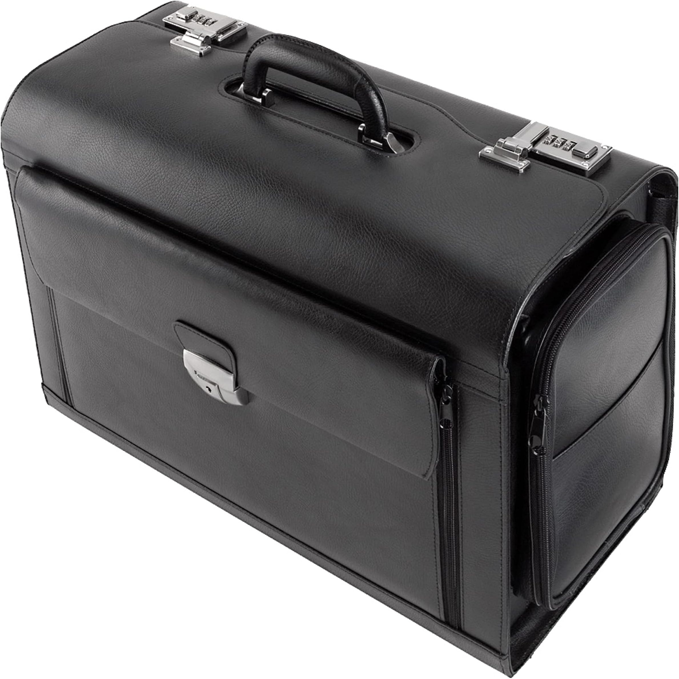 Alassio 949728 - Black Leather Pilot Briefcase