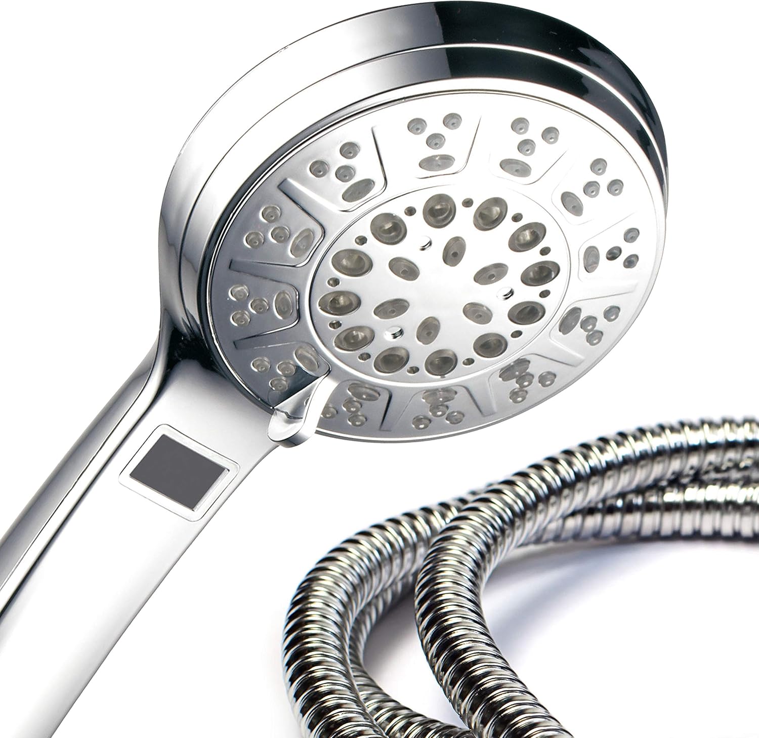 Hotel Spa 3 Colors LED Hand Shower with Temperature Display, Chrome, 4.25"