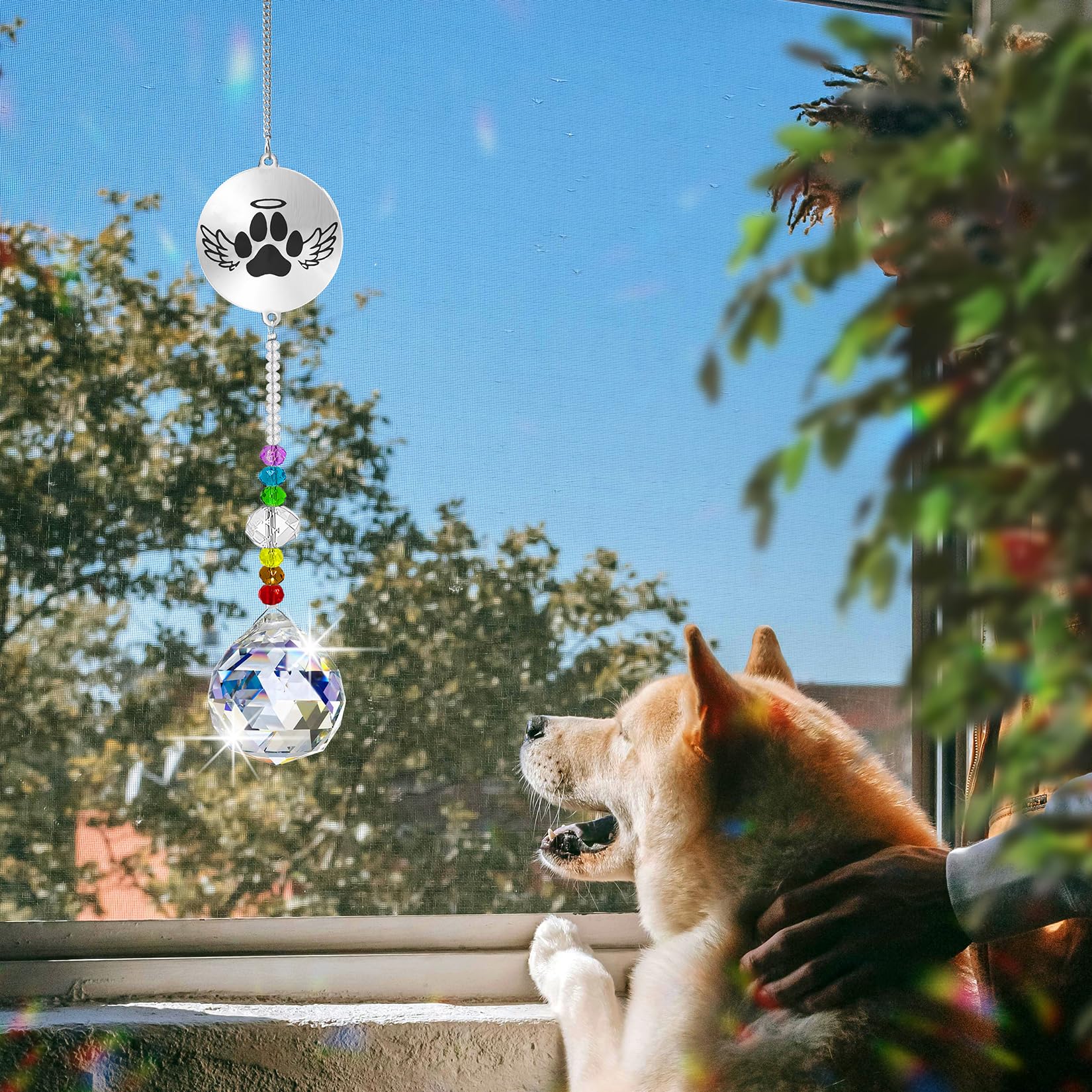Peili Dog Memorial Gifts for Loss of Dog Pet Paw Print Sympathy Gifts Crystal Window Suncatcher,Bereavement Gift Sun Catcher,Dog Remembrance Gift Rainbow Maker,Pet Passing Away Loss Gifts (B) - Image 4