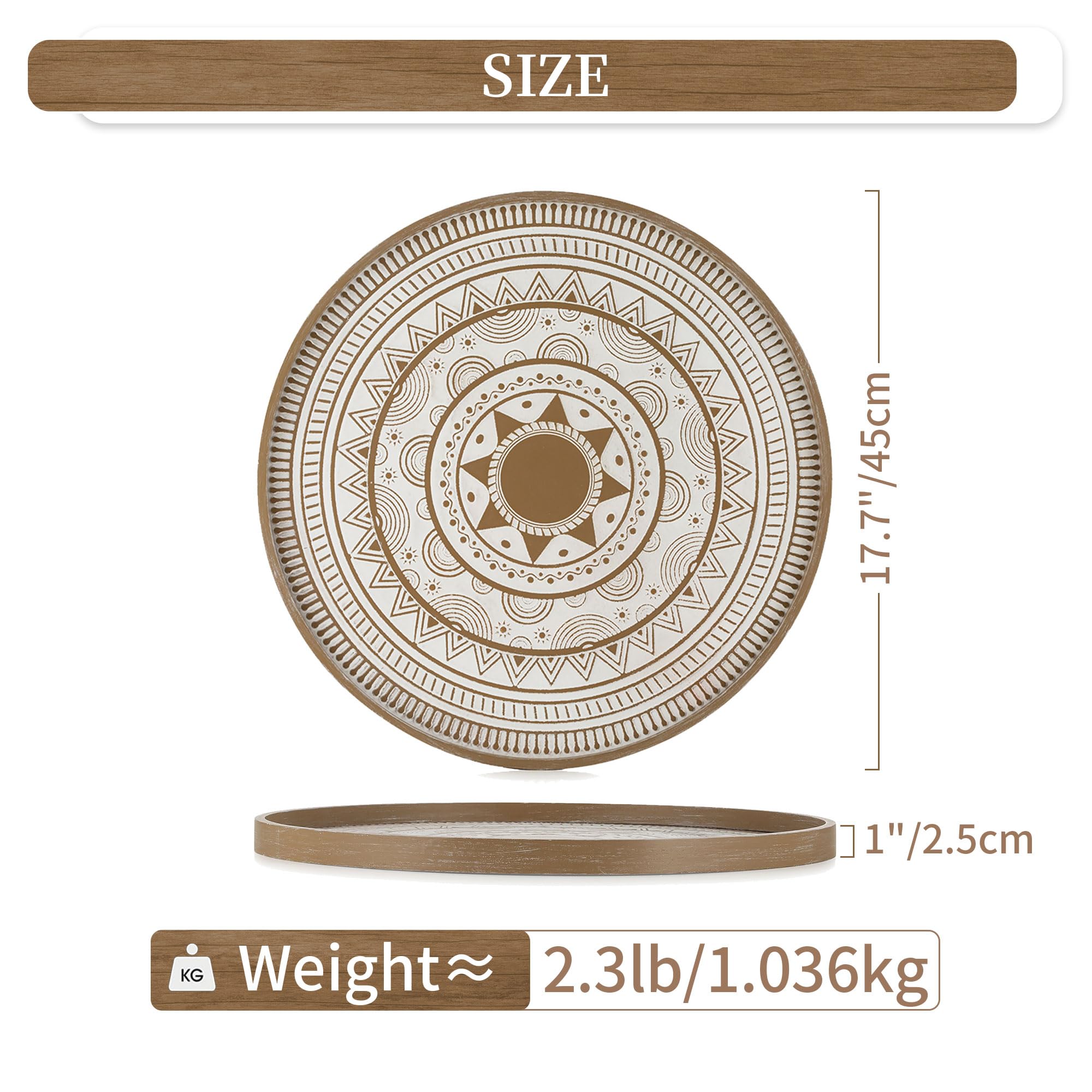 Hanobe Vassoio Rotondo Decorativo In Bambù E Resina – Modello Ocean, 30x2,5 Cm, Dipinto A Mano, Per Tavolino, Cucina E Bagno - 2