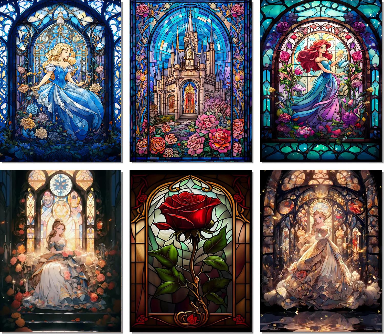 RYMILIE6 Pack Diamond Painting Kits for Adults,Diamond Painting Kits,5D Princess Diamond Art Kits for Adults Beginner Gem Art Full Drill Diamond Dots Art for Adults Home Wall Decor 12x16inch