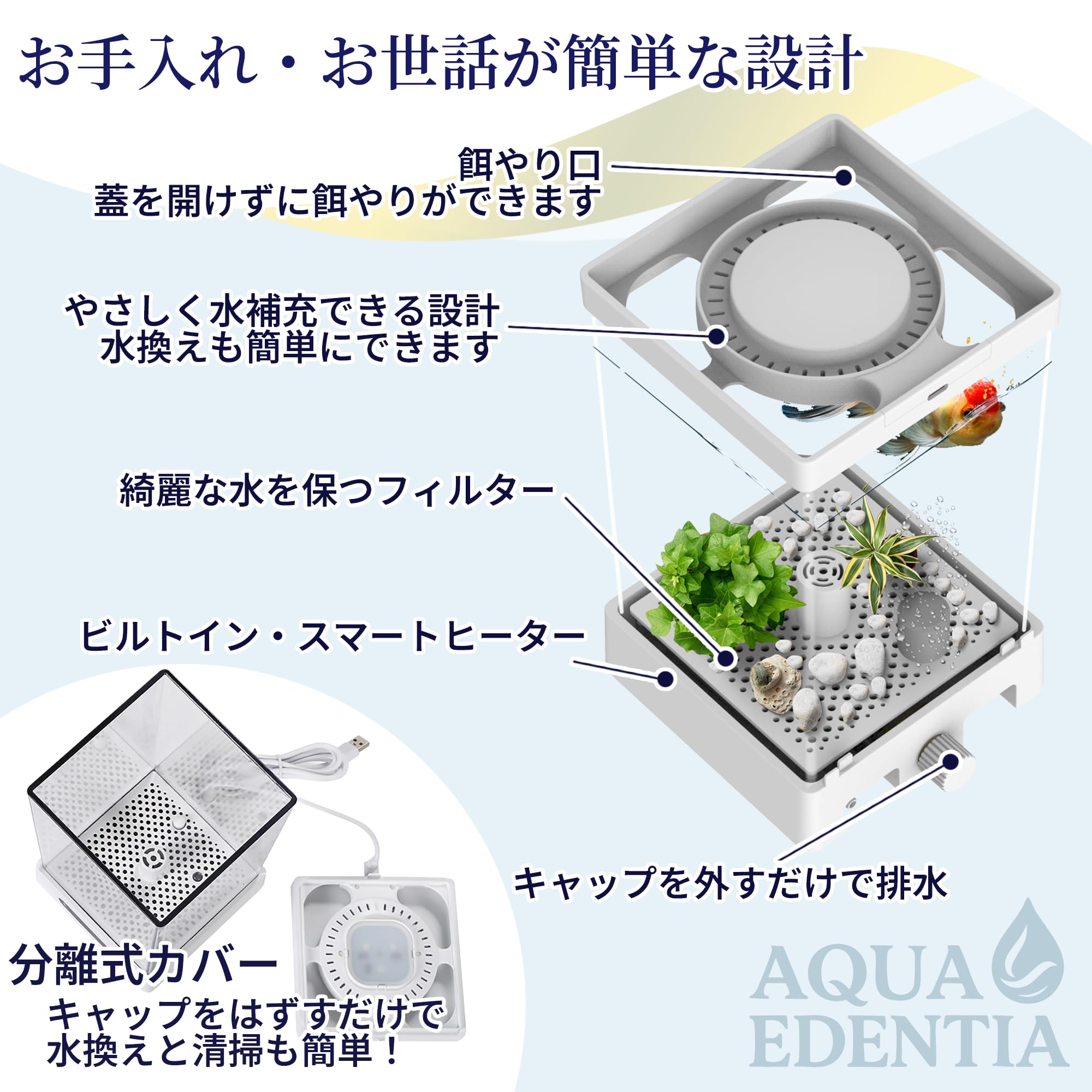 Amazon | ベタ飼育セット スマート水槽 小型1.6L水槽 温度設定20-30