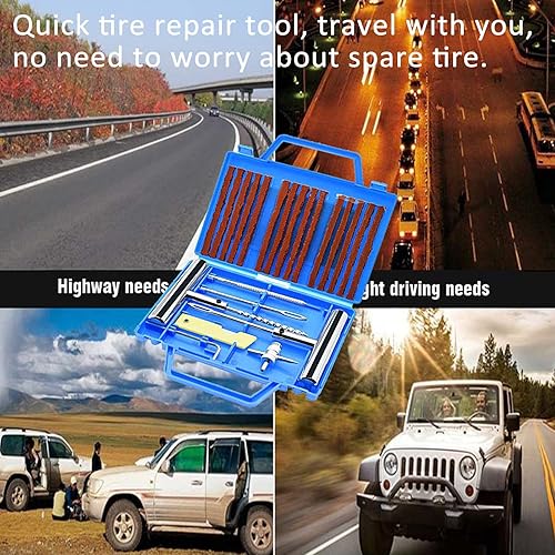 Miniatura 7 de LIIAMOAR Kit de tapones para neumáticos, kit de reparación de neumáticos de 91 piezas, con kit de parche universal de neumáticos para tapar pisos
