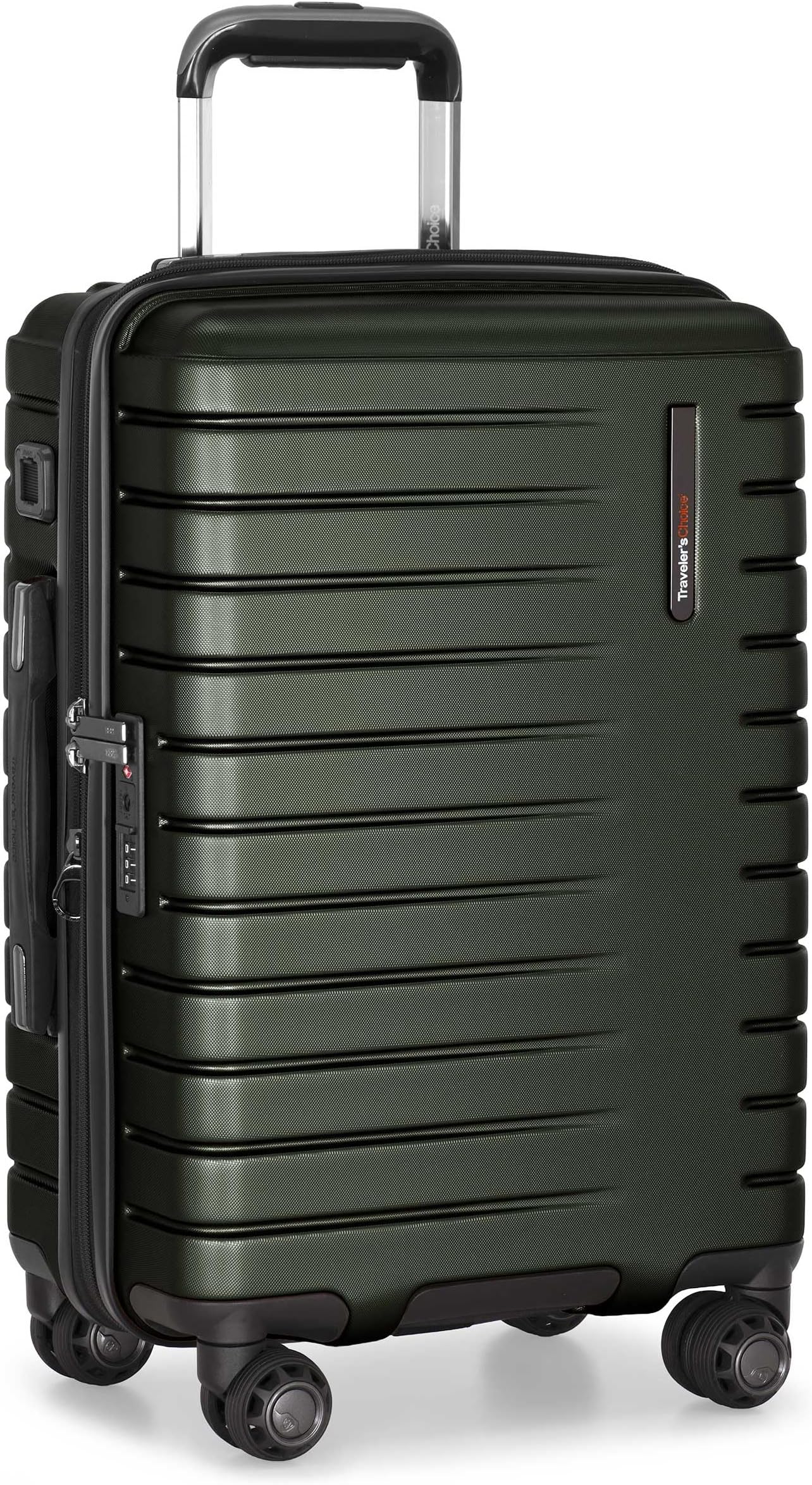 Archer Polycarbonate Hardside Spinner Luggage Set, Tie Down Straps, Green, Carry-On 21-Inch