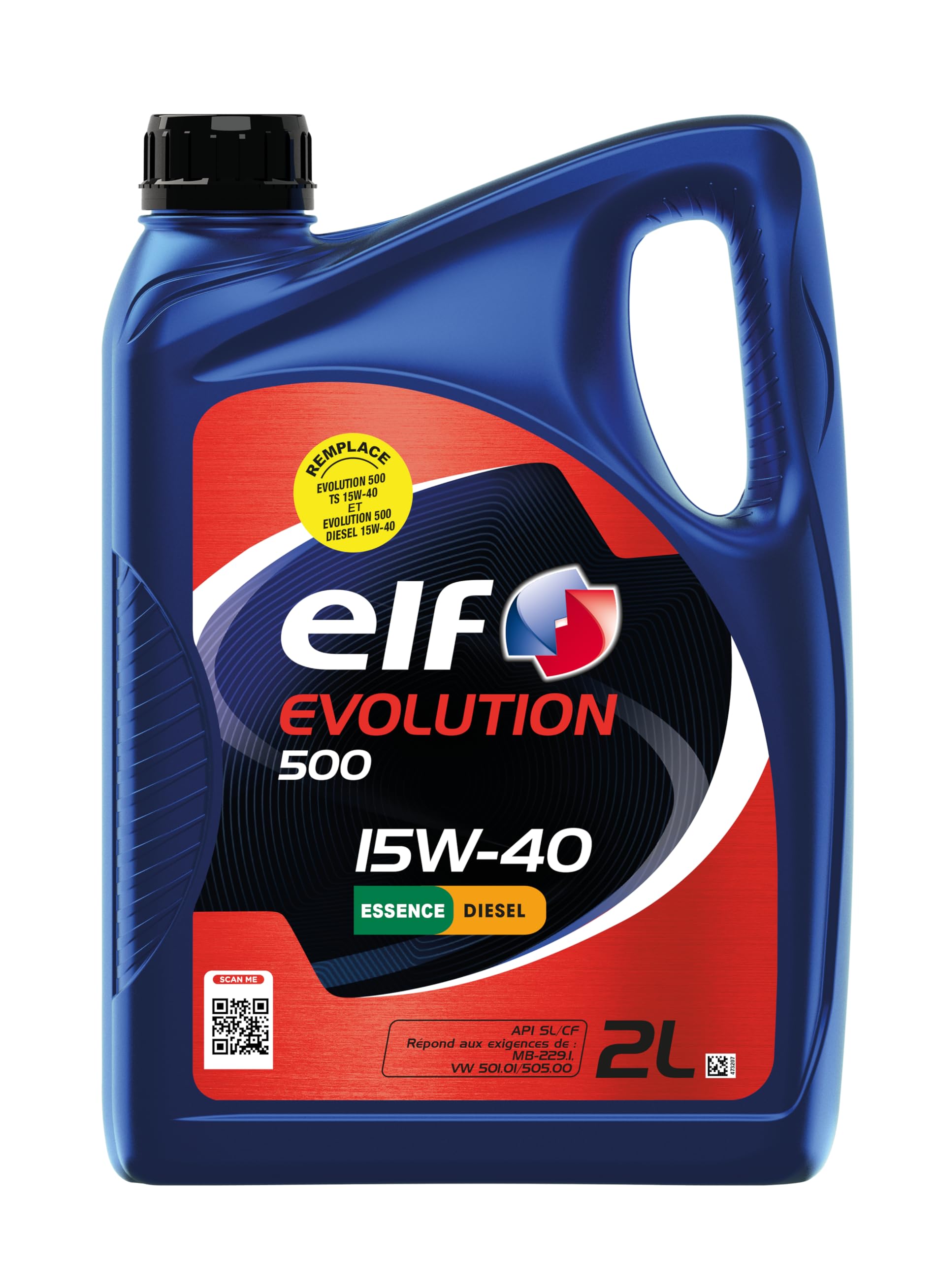 ELF EVOLUTION 500 15W-​40, Huile moteur essence et Diesel, 2 litres