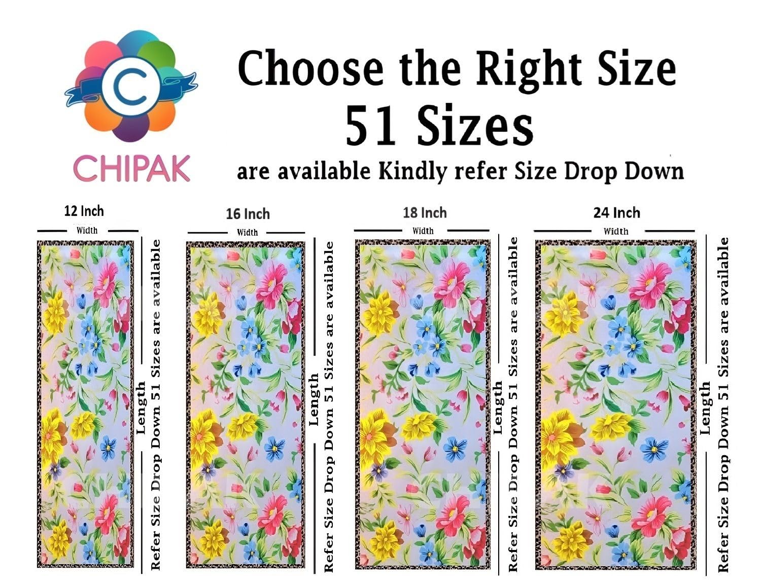 CHIPAK Premium Vinyl Privacy Stained Window Glass Film (16x36 Inch) - Self-Adhesive Decorative Sticker Opaque Sheet Tint Wallpaper for Glass Cover Window, Door, Office, Home.| Anti-UV. Peppy Flowers — Amazon image 2