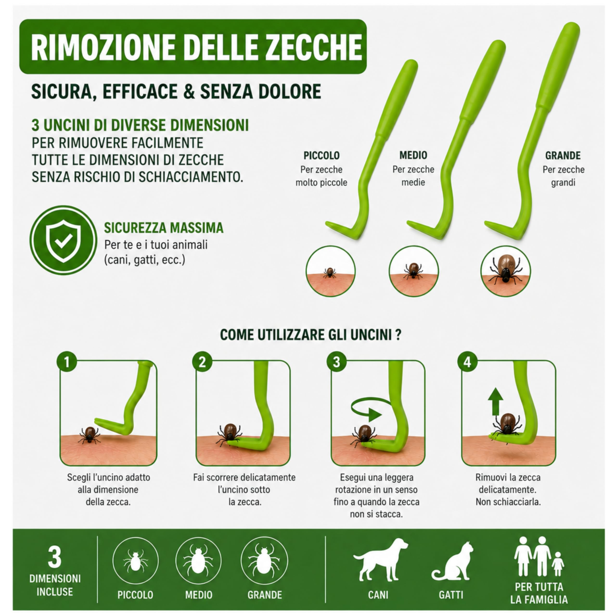 Kit d’emergenza 2 in 1 – Aspira-veleno + Ganci leva zecche | Confezione compatta per punture di insetti e morsi di zecche