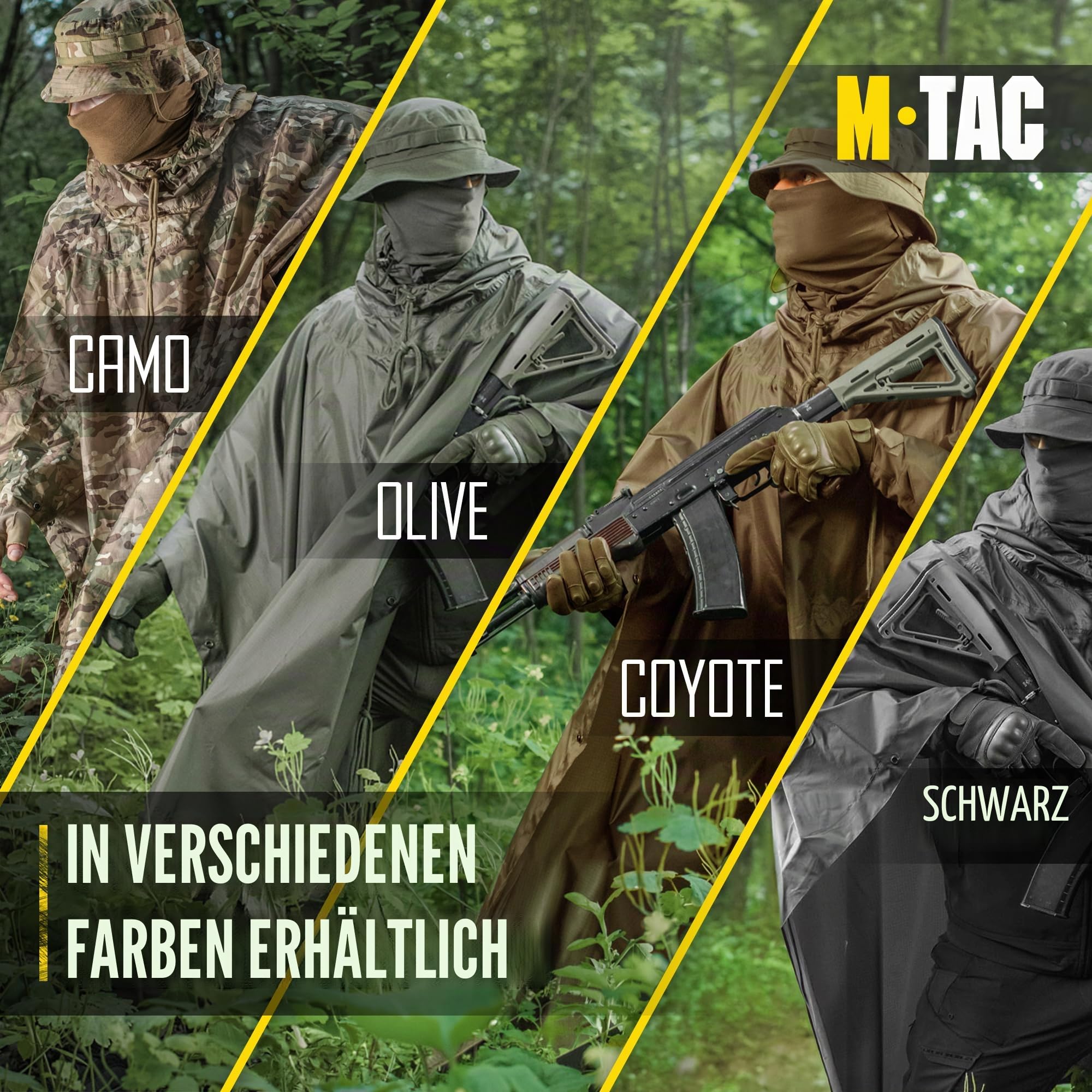 M-Tac Taktischer Regenponcho – Armee-/Militär-Poncho – wasserdicht Ripstop, Camping, Wandern, Outdoor, Jagd