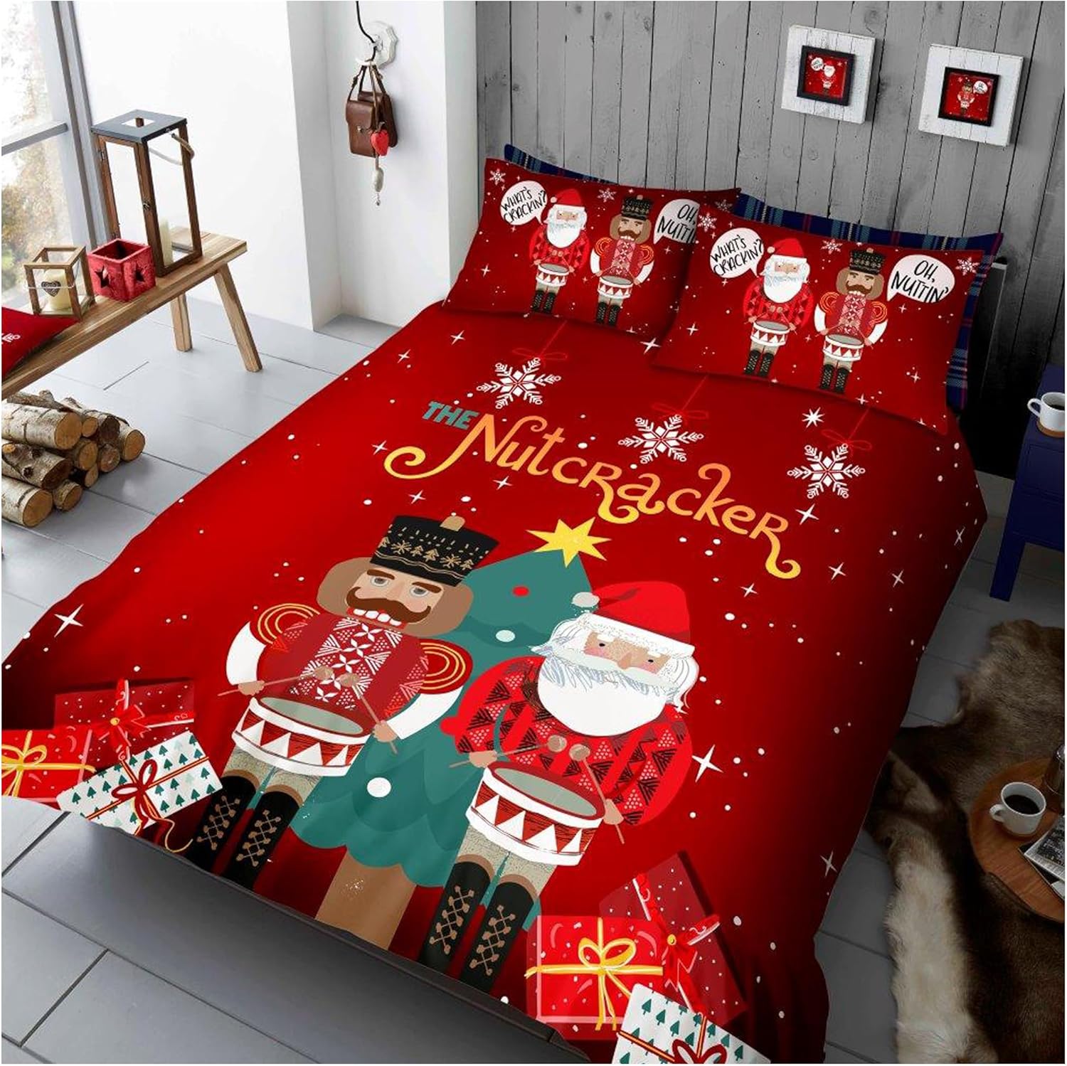 Lions Christmas Bedding Single Ultra Soft Xmas Duvet Sets with