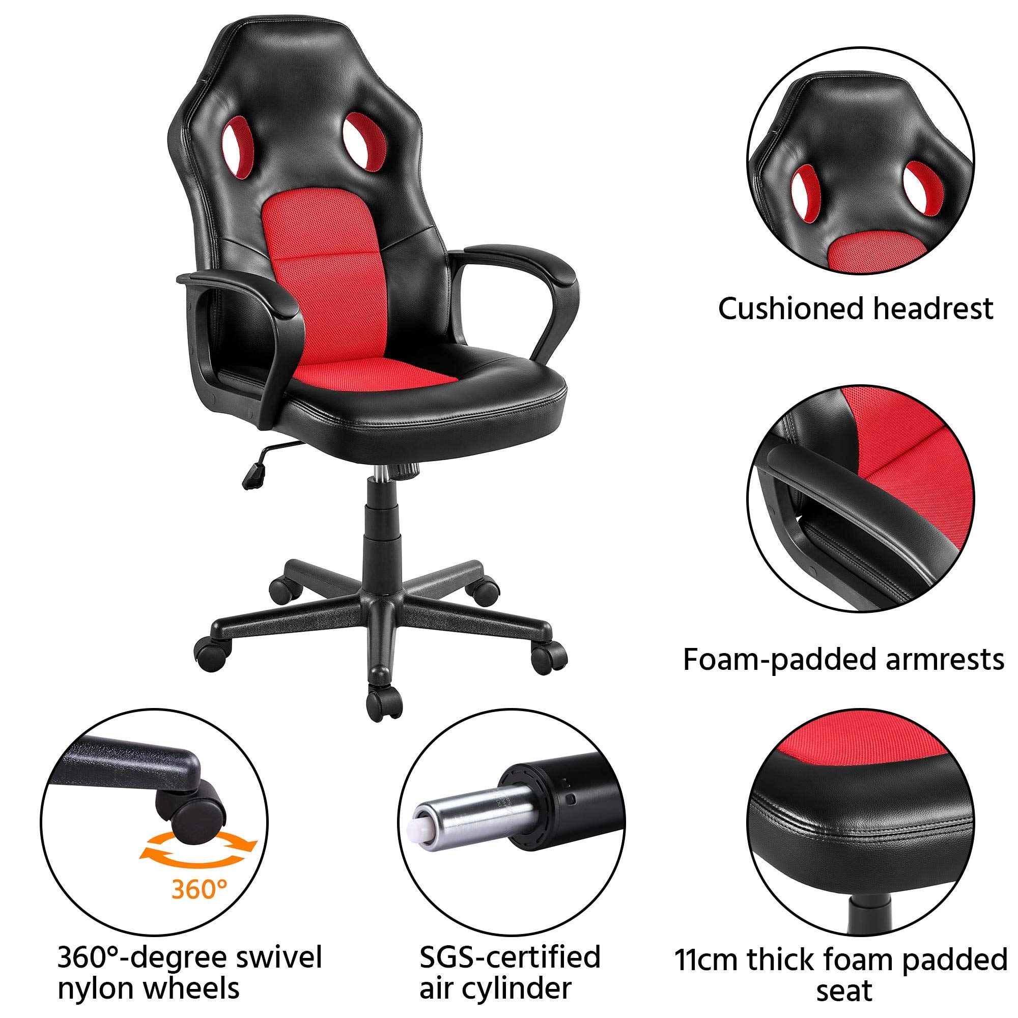 Yaheetech Gaming Chair Adjustable High Back Racing Chair Ergonomic