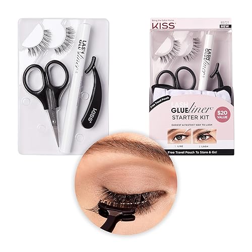 Kit de inicio KISS Lash GLUEliner, adhesivo de pestañas con punta de fieltro, acabado mate transparente, aplicación a prueba de errores, incluye