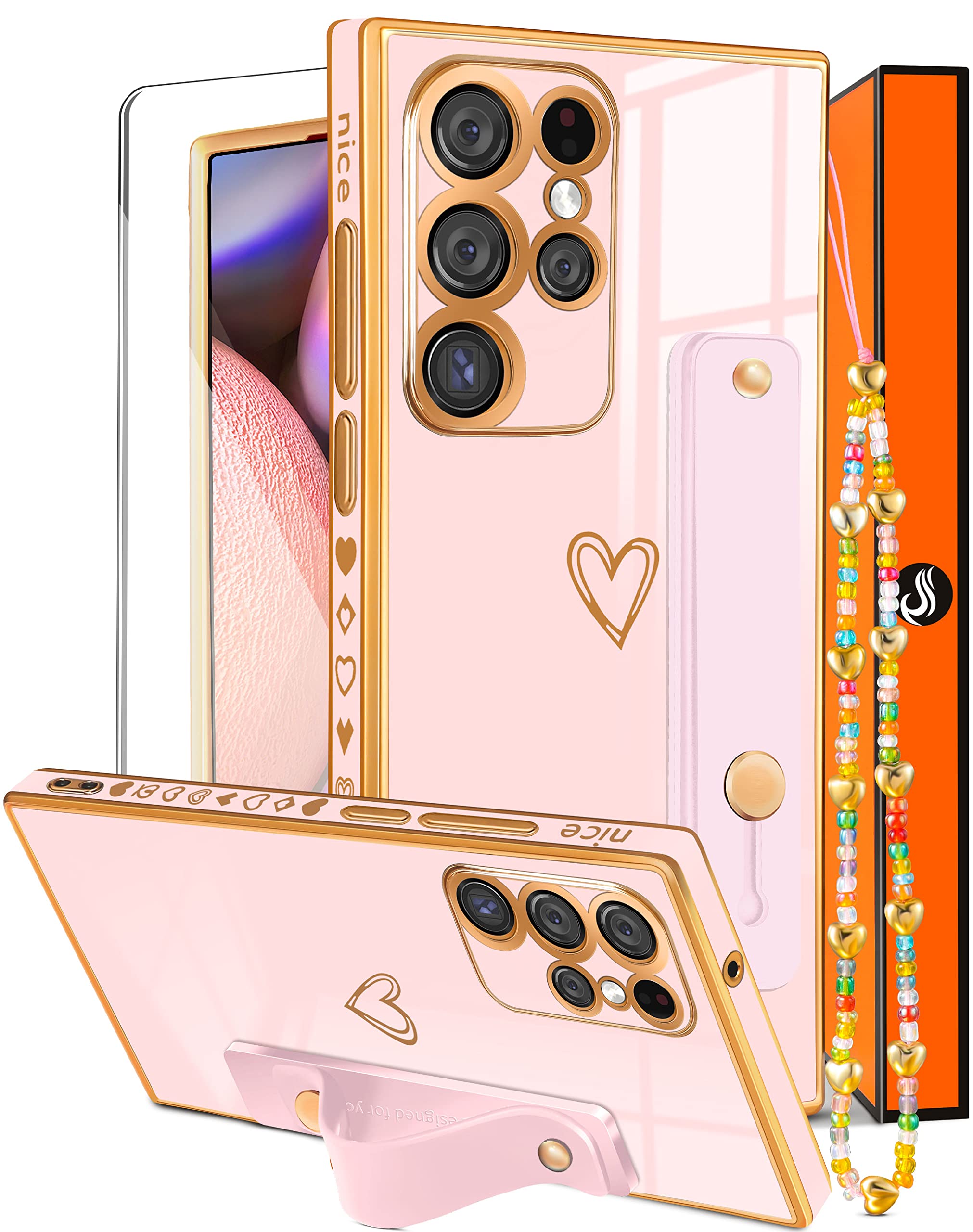 Likiyami (3in1) for Samsung Galaxy S22 Ultra Case Heart Women Girls