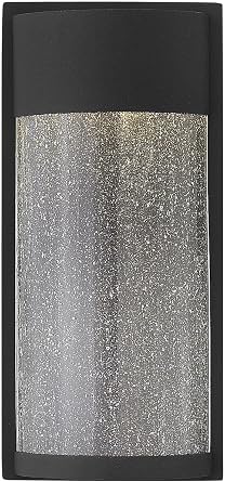 Hinkley Shelter Small Wall Mount Outdoor Lantern, Integrated LED, Aluminum, Clear Seedy Glass Shade, Dark Sky Compliant, ADA, Black Finish
