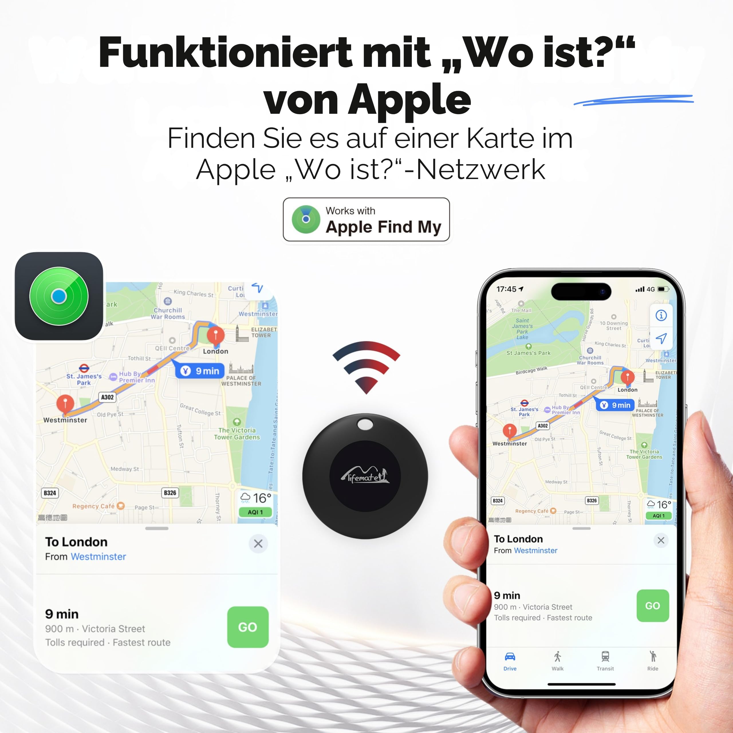 Lifemate Life Tag 8er-Pack für Apple „Wo ist?” Netzwerk – IP67 Wasserfest, 12 Monate Batterie, Lost Mode mit Ton, Einfache Koppelung Pet Tracking Device