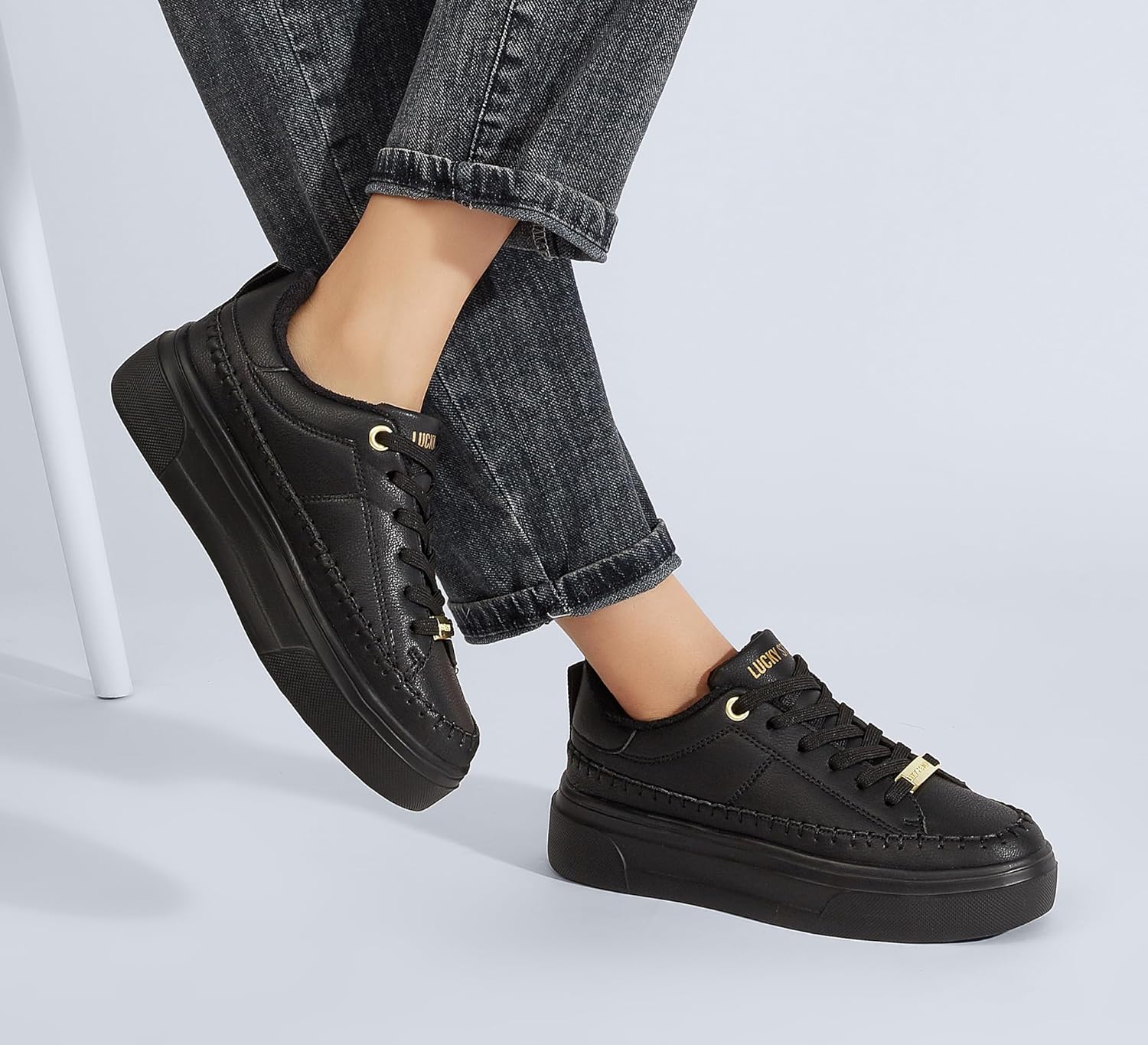 LUCKY STEP Platform Glitter Sneakers for Women Fashion Sparkly Bling Shiny Low Top Tennis Sneakers Faux Leather Casual Walking Shoes - Image 2