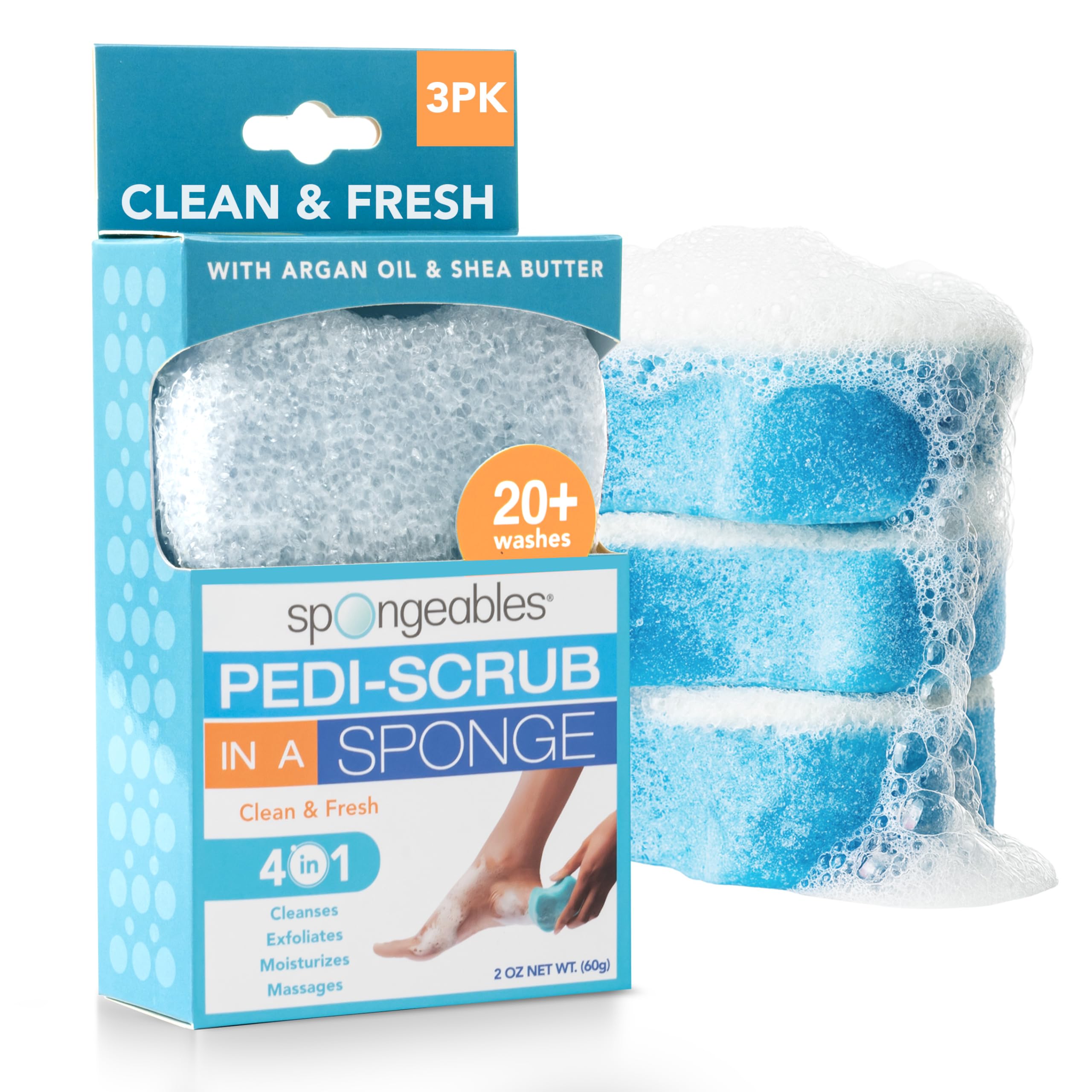 Spongeables Pedi Scrub Foot Exfoliating 20+ Wash Sponge