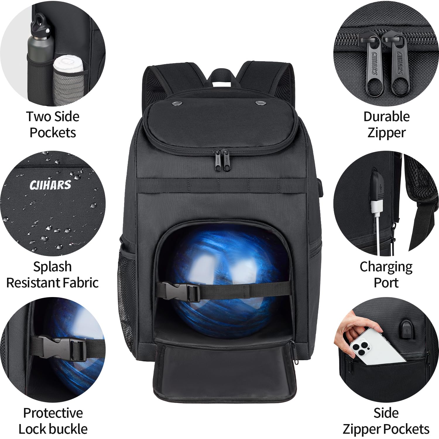 Mochila Individual para Bola de Bolos con Bolsa para Zapatos de hasta Talla 16, Accesorios de Regalo para los Amantes de los Bolos, Bolsa de Bolos con Soporte Acolchado para Bolas