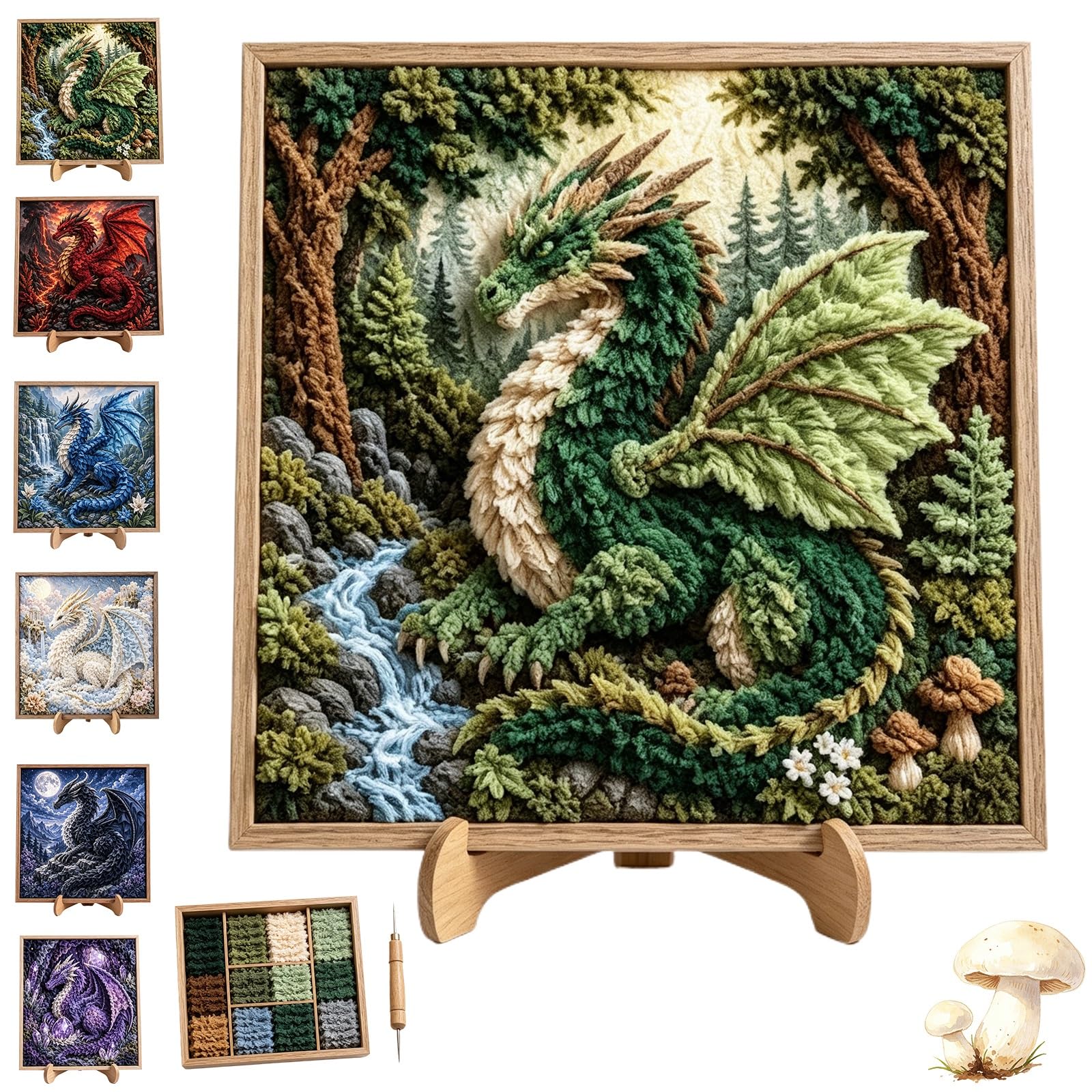 Mythic Dragon Realms 3D Fabric Poke Art Kit, Explore Unique Fantasy Worlds