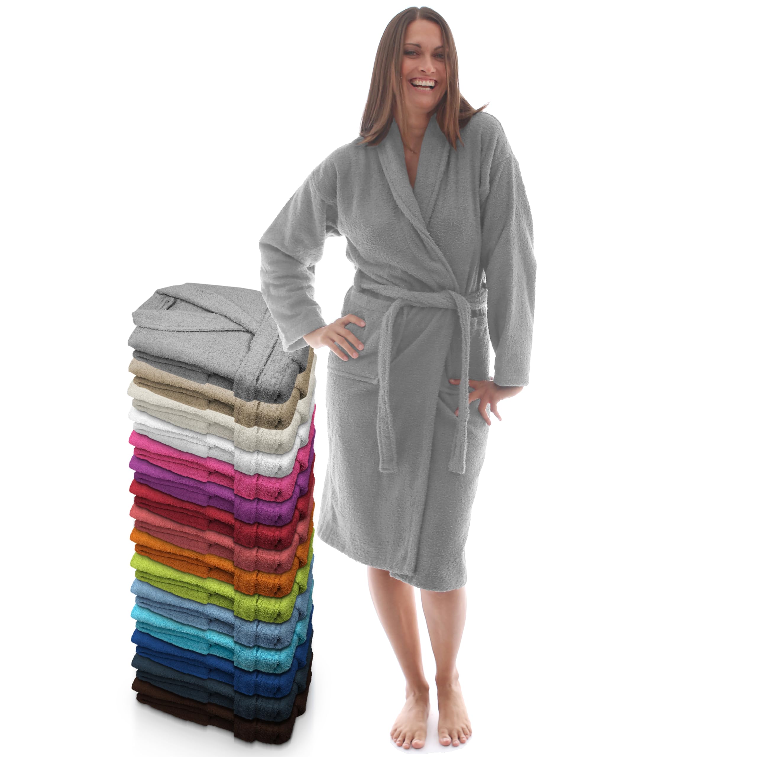 LEBENGOOD - Accappatoio unisex da donna e uomo, 100% cotone spugna americana 400 g, con cintura, tasche