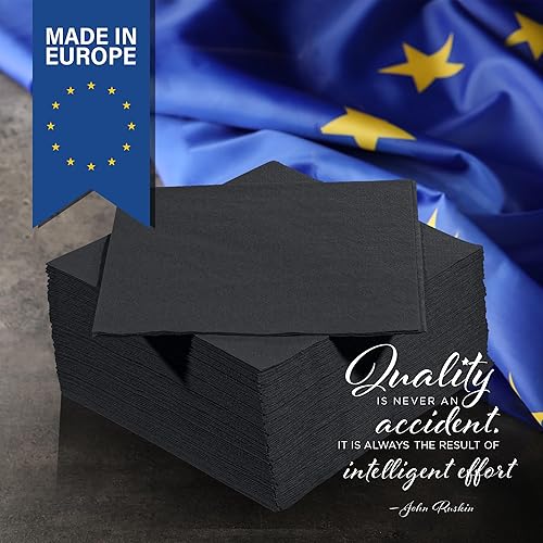 Miniatura 4 de Servilletas de cena negras, servilletas de papel desechables de 3 capas - para bar, cenas, bodas, cumpleaños, hechas en la UE, (125 unidades)