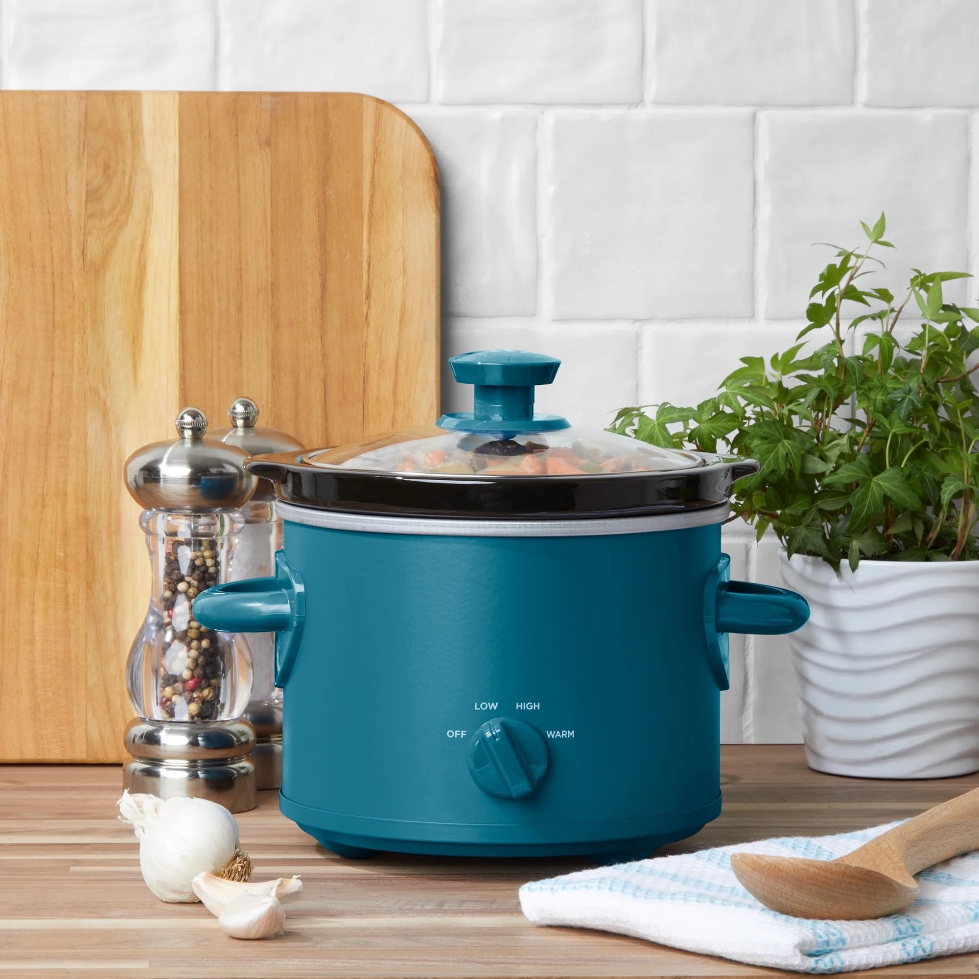 2 Qt Manual Slow Cooker Matte Black Purple Blue Blue