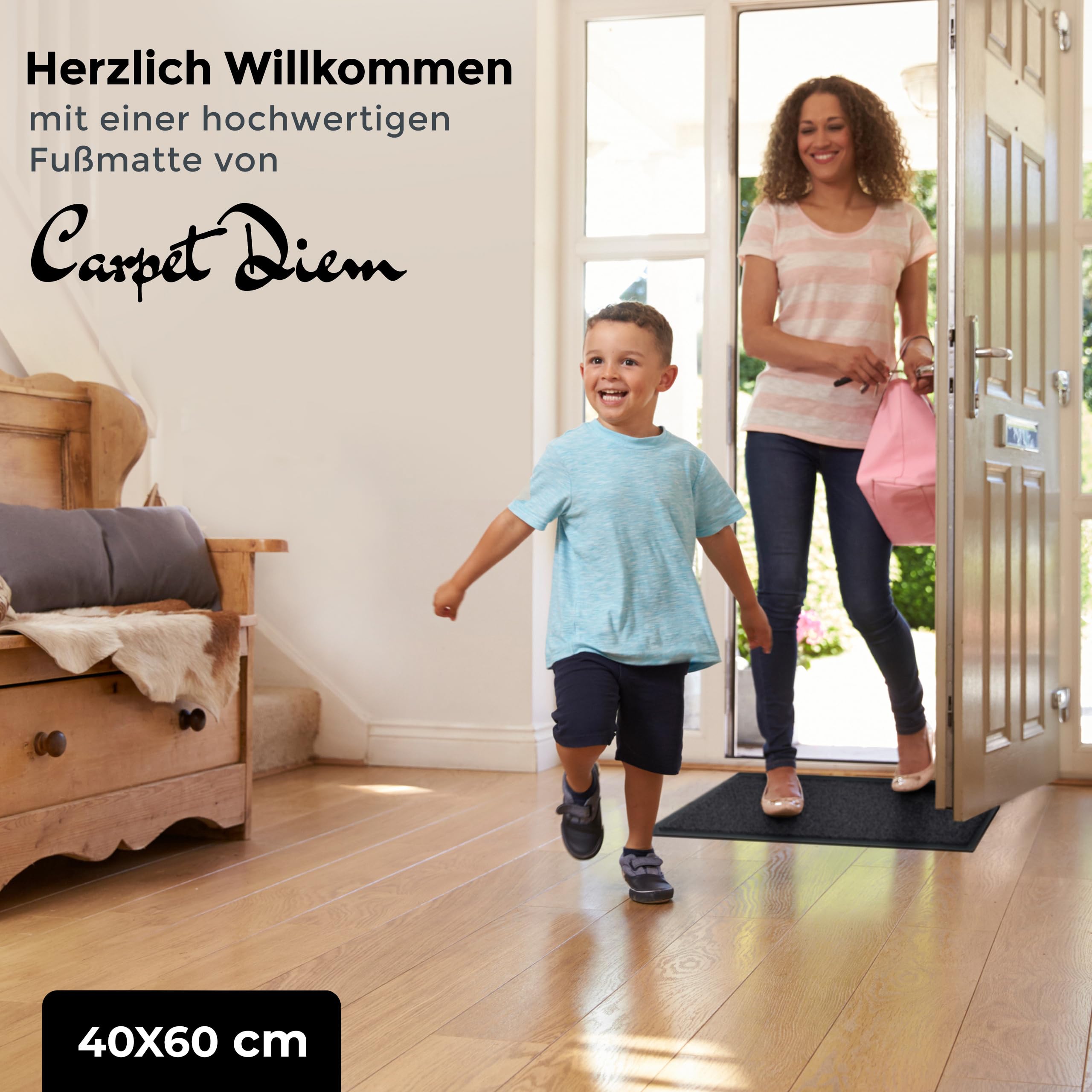 Carpet Diem Fußmatte, einfach sauber I Schmutzfangmatte Eingangsbereich - Fussmatte Innen & Außen, rutschfeste Türmatte, Schm - 1