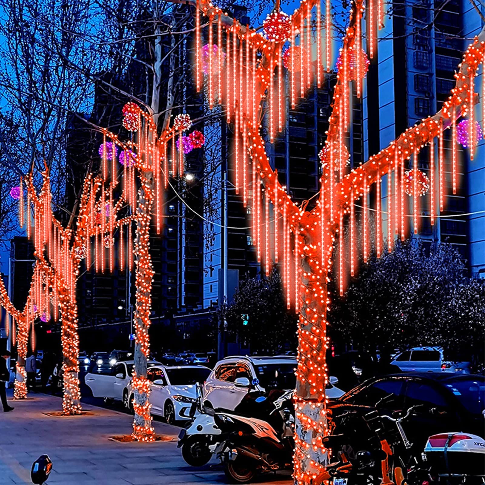 SCOZIA Lluvia de meteoritos LED Luces de Lluvia 80 cm 10 Tubos 720 LED Luces de Cadena de Hadas en Cascada Luces de Lluvia de meteoritos para la decoración del árbol de Navidad del Banquete de