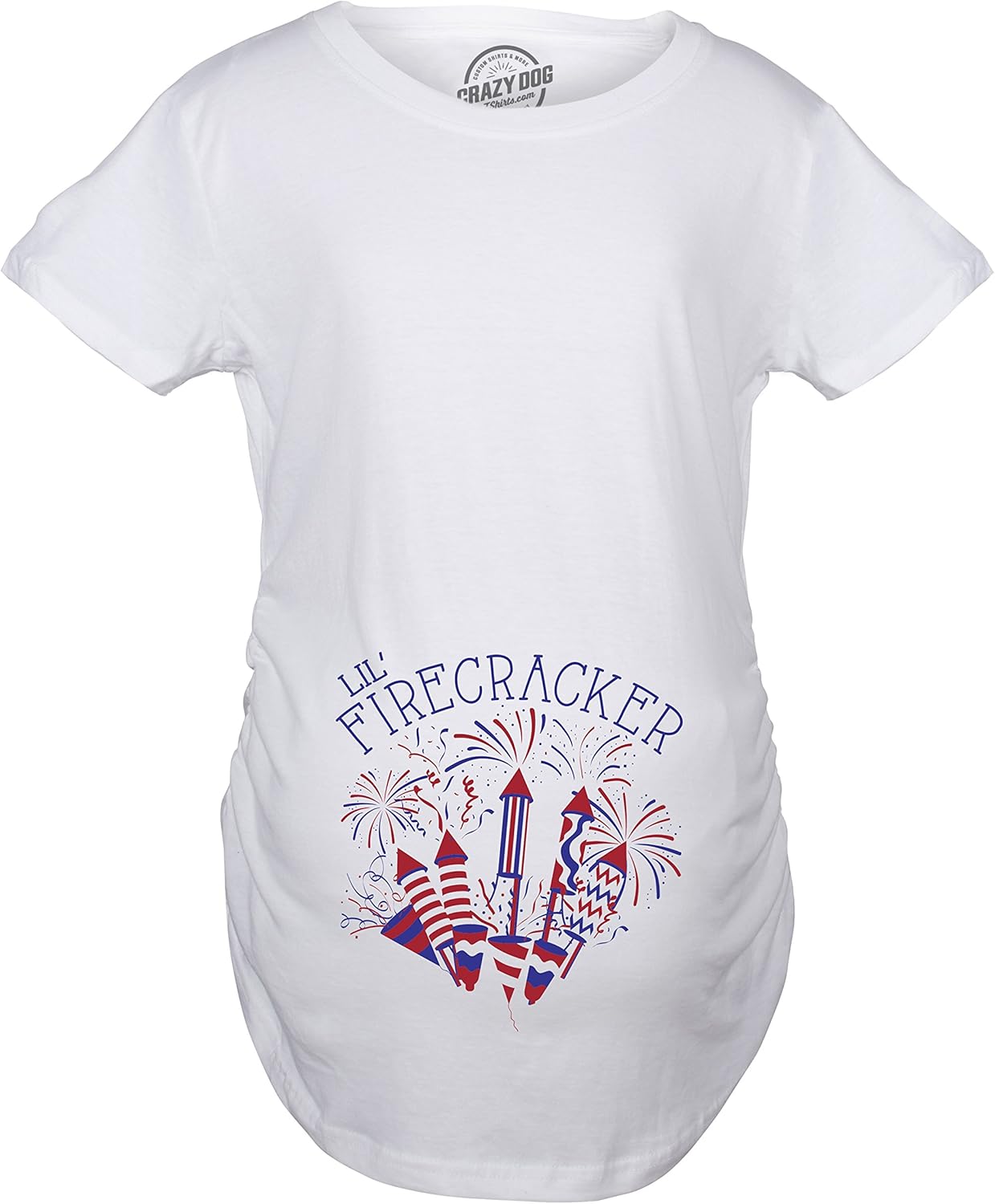 Crazy Dog T-Shirts Maternity Lil Firecracker Pregnancy T Shirt Cute 4th of July USA Tee for Mom to Be - Image 3