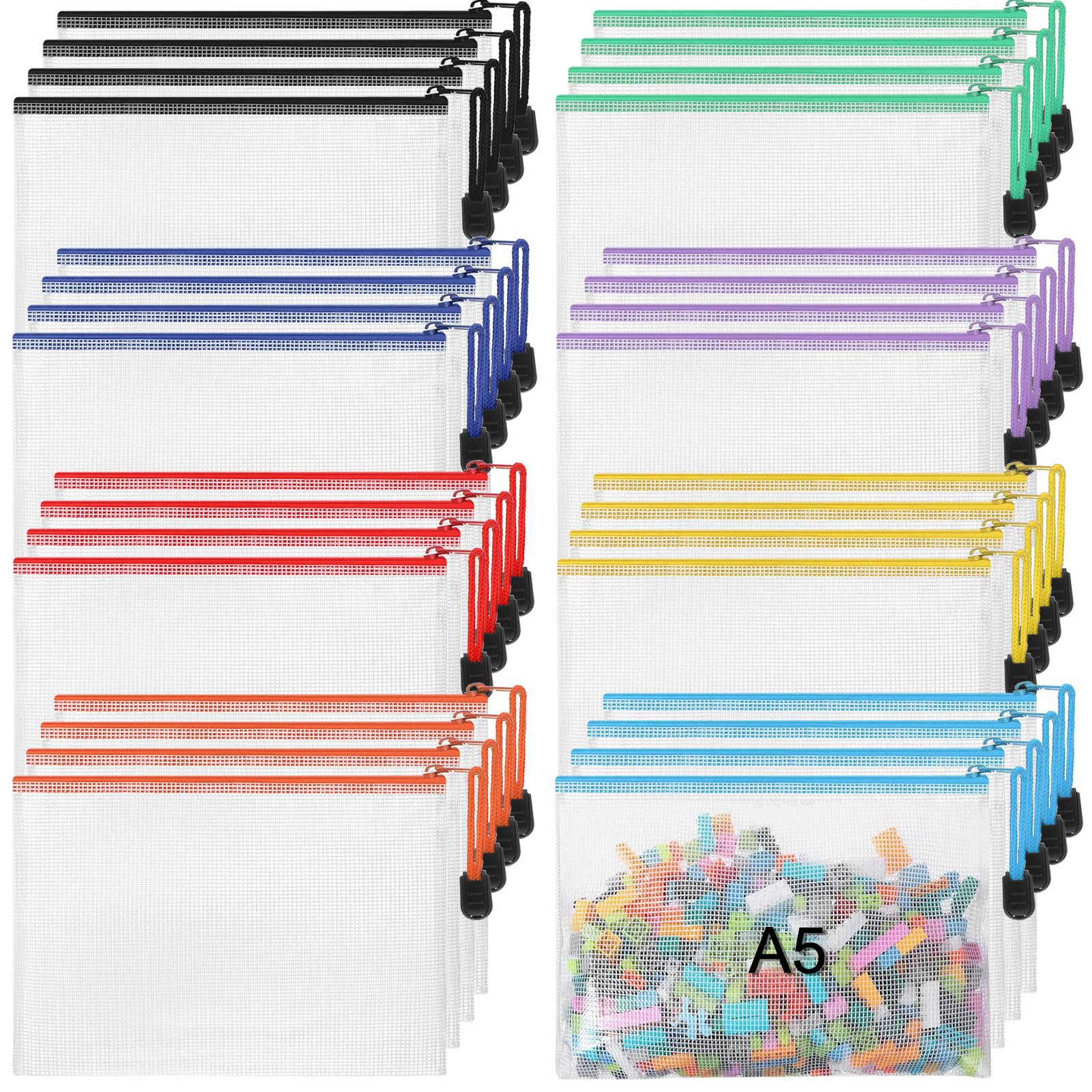 Jetec 32 Pcs Mesh Zipper Bags Toy Storage Bikini Organizer Bag Bolsas Para Guardar Trajes De Bano Waterproof Zipper Reusable Pouch Puzzle Multipurpose